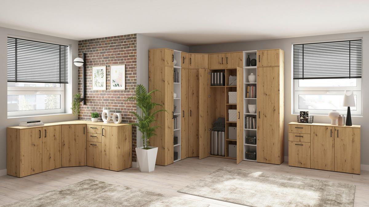 Szekrény Multistauraum - Artisan tölgy, Modern, faalapú anyag (80/195/40cm) - Carryhome