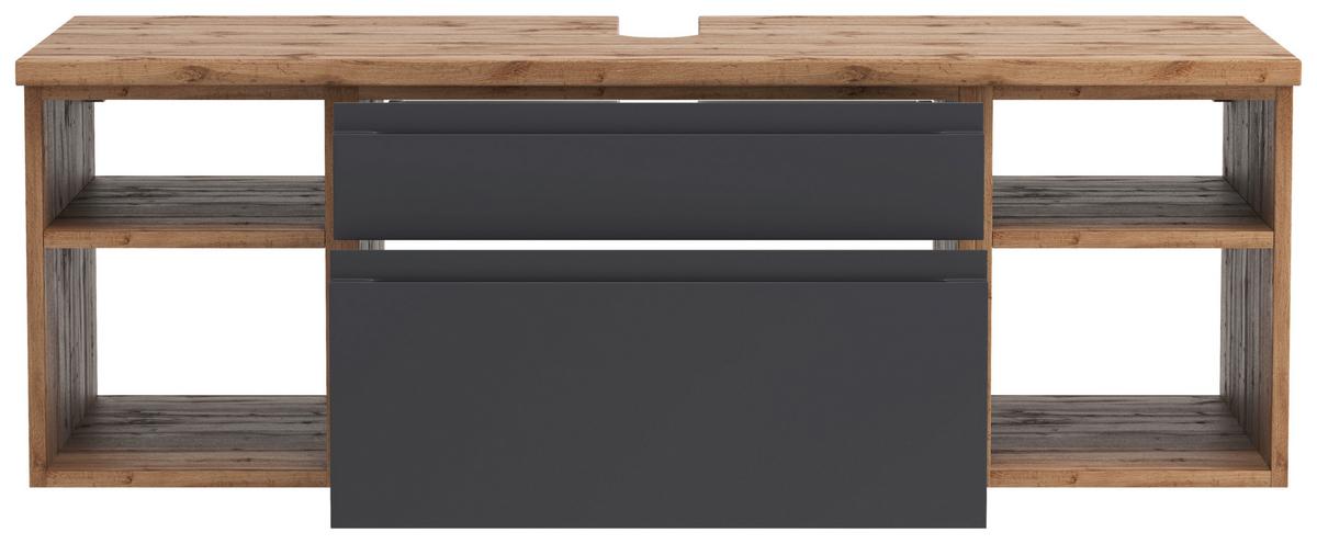 Hängender Waschbecken- Unterschrank Arosa B: 120 Cm - Eiche Wotan/Grau, MODERN, Holzwerkstoff (120/41/47cm) - Held