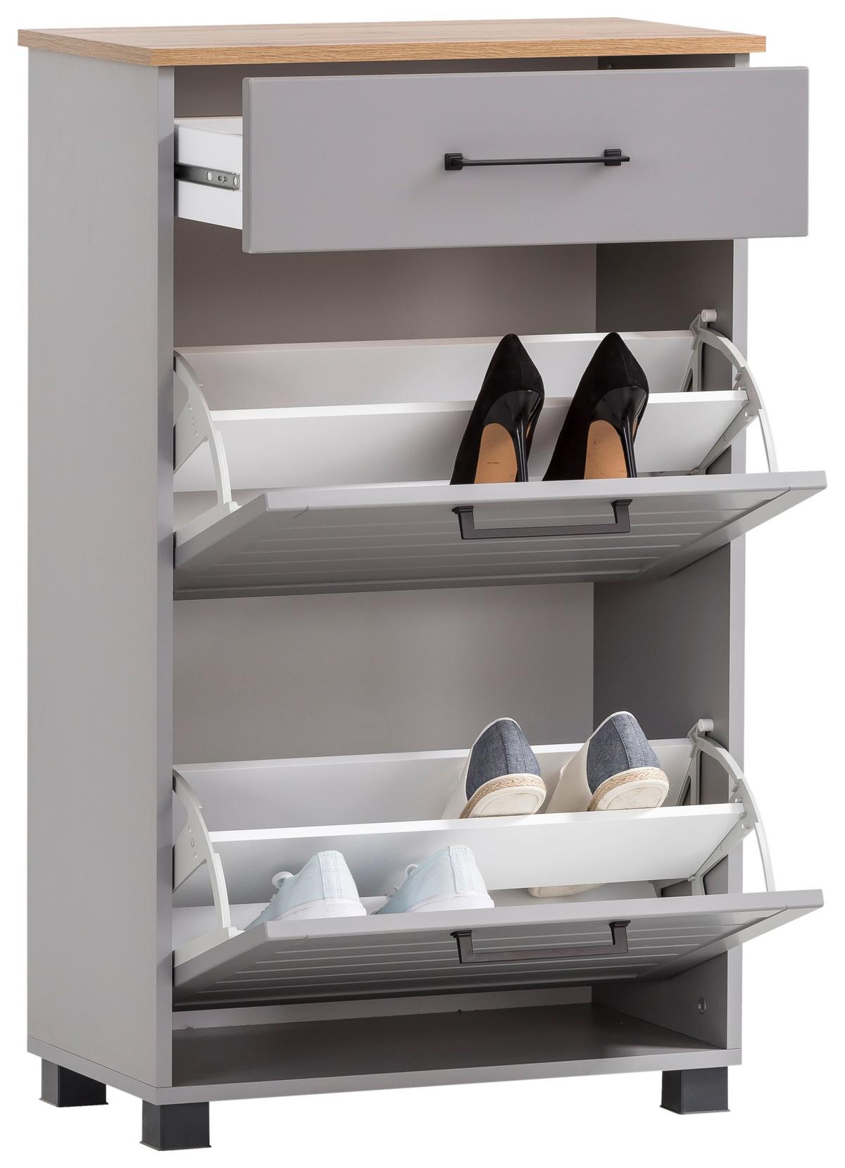 Schuhschrank Jelda Schuhschrank - Platinfarben/Schwarz, Holzwerkstoff (62/102/34,1cm) - MID.YOU