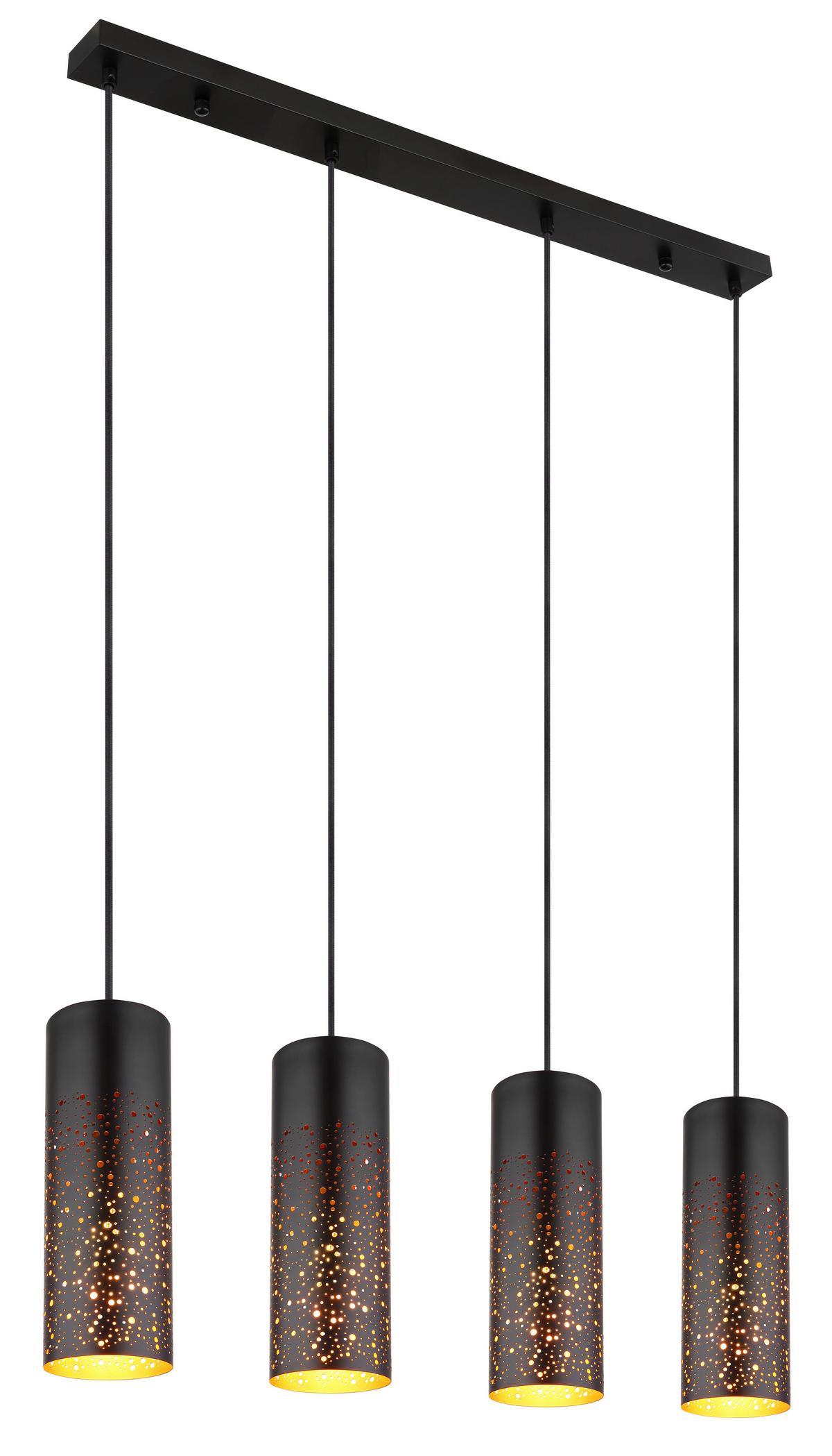 Hängeleuchte 21005-4h - Goldfarben/Schwarz, Design, Metall (80/10/150cm) - Globo