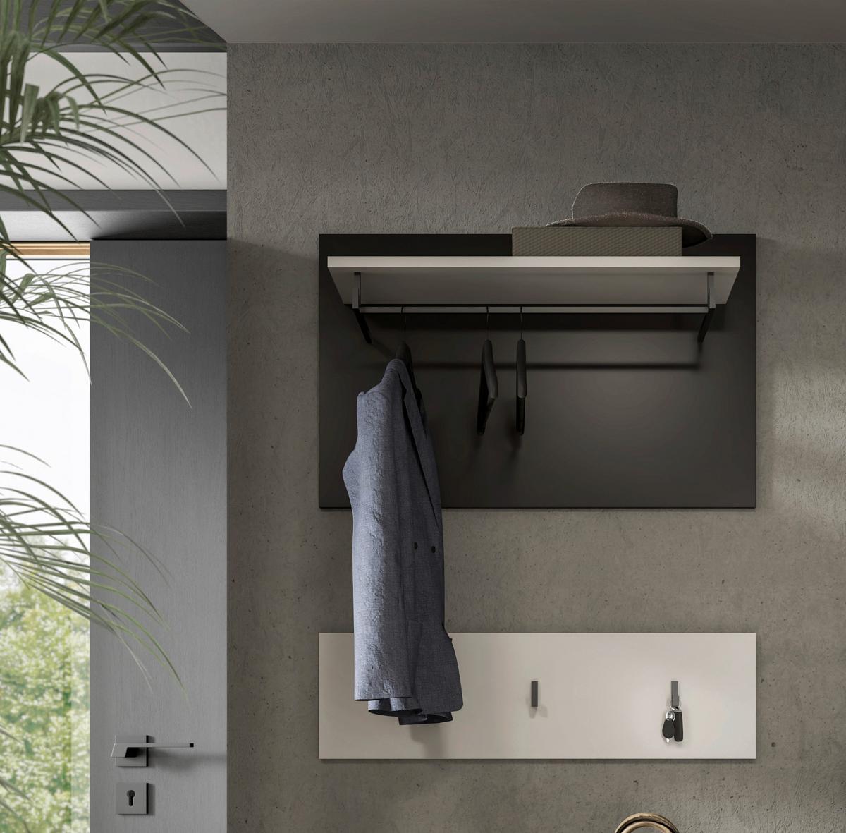 Garderobenpaneel Canu Grau/Weiß B: 80 cm - Weiß/Grau, Design, Holzwerkstoff (80/73/27cm) - Livetastic