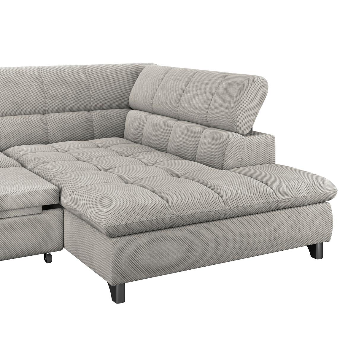 Ecksofa Gemini Naturfarben, B: 312 cm - Chromfarben/Beige, KONVENTIONELL, Textil (312/234cm)