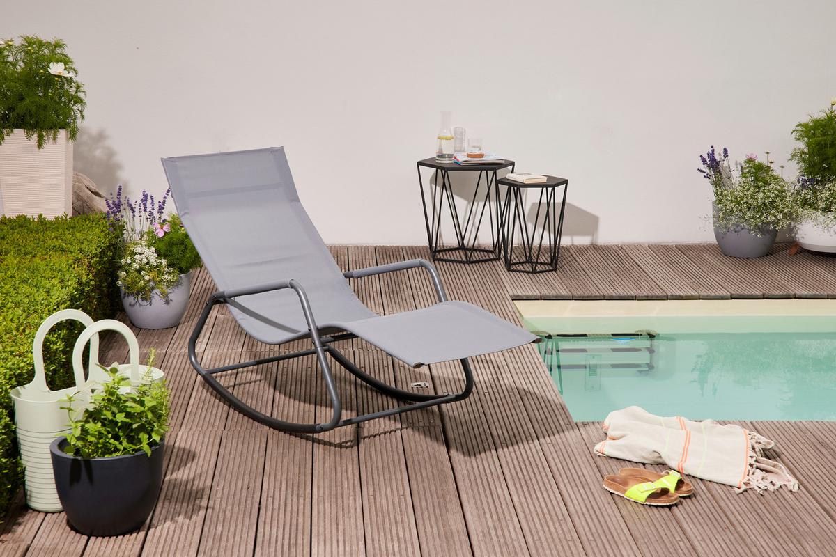 Schaukelliege Metall/Kunststoff/Textil - Blaugrau, KONVENTIONELL, Kunststoff/Textil (57/81/143cm) - Siena Garden