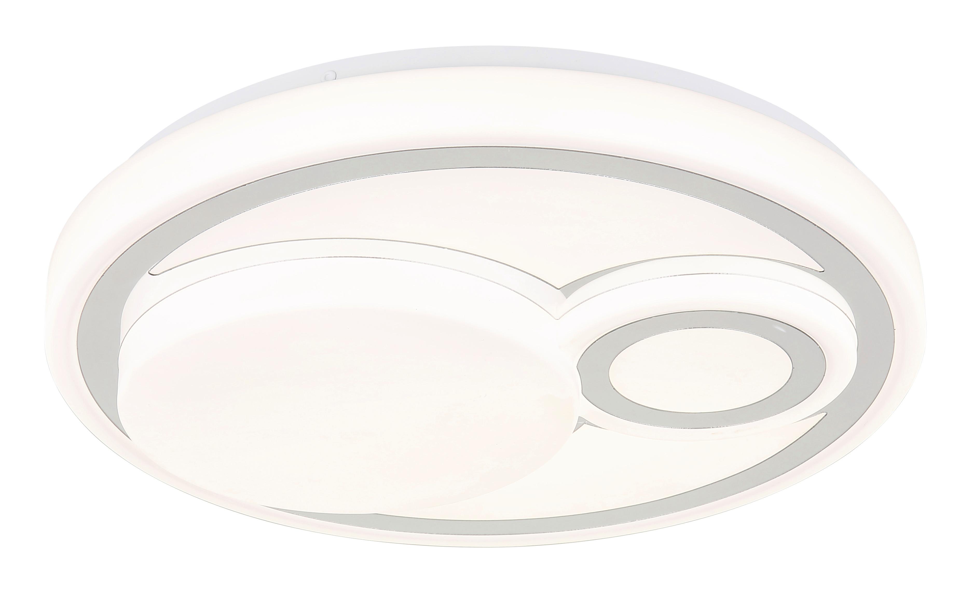 LED-Deckenleuchte 48473  Ruiz - Chromfarben/Opal, Design, Kunststoff/Metall (38/7,5cm) - Globo