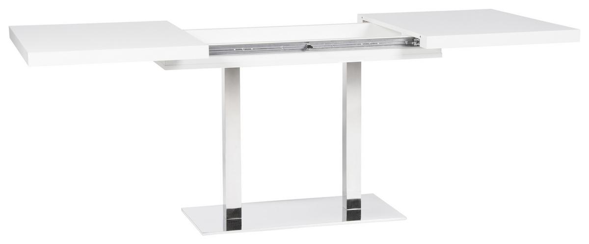 Esstisch Ausziehbar Quadrato Lxb: 120x80 Cm Weiß - Edelstahlfarben/Weiß, KONVENTIONELL, Holzwerkstoff/Metall (120/80/74cm) - MID.YOU