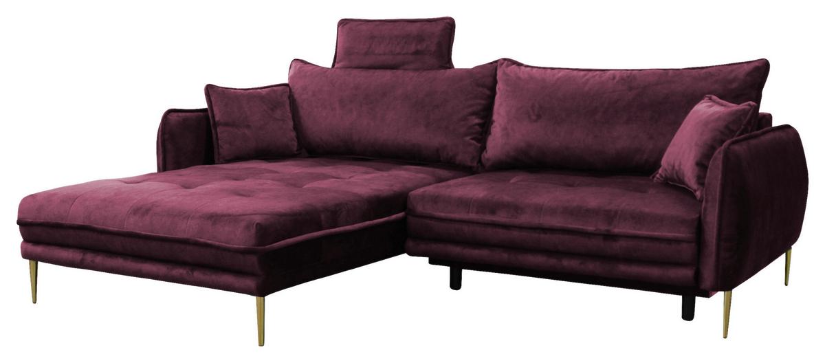 Ecksofa Whisper Weinrot S: 196x264 cm - Weinrot/Goldfarben, Design, Textil (196/264cm) - MID.YOU