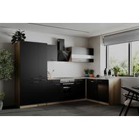 Eckküche Merle Schwarz/Eichefarben B: 310cm - Eichefarben/Schwarz, Basics, Holzwerkstoff (310cm) - Respekta