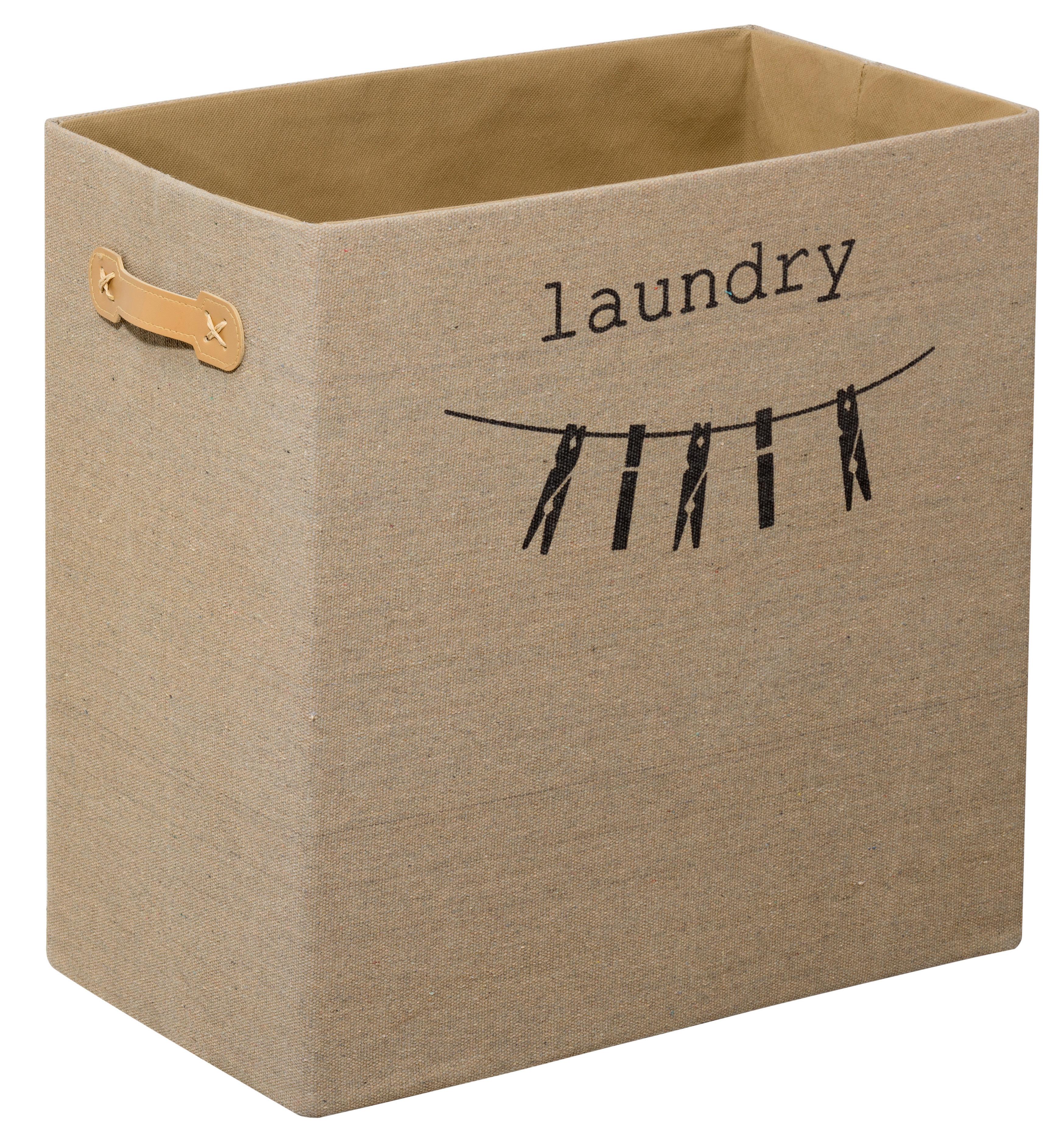 Wäschetonne mit Deckel Bath Beige, 45x45x25 cm - Beige, Basics, Textil (45/45/25cm) - MID.YOU
