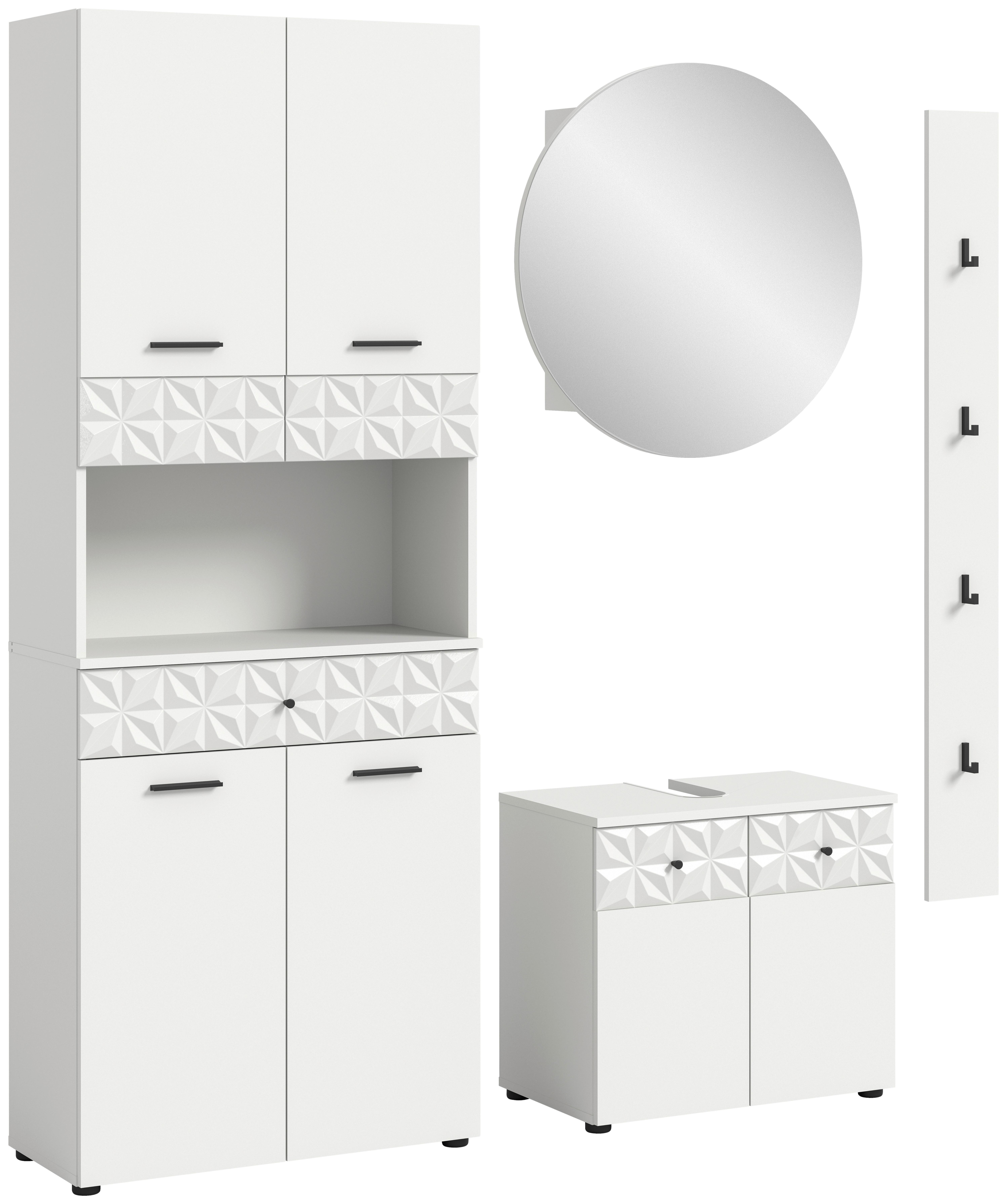 Badezimmer Prisma Weiß B: 146 Cm - Schwarz/Weiß, MODERN, Holzwerkstoff (146cm) - MID.YOU
