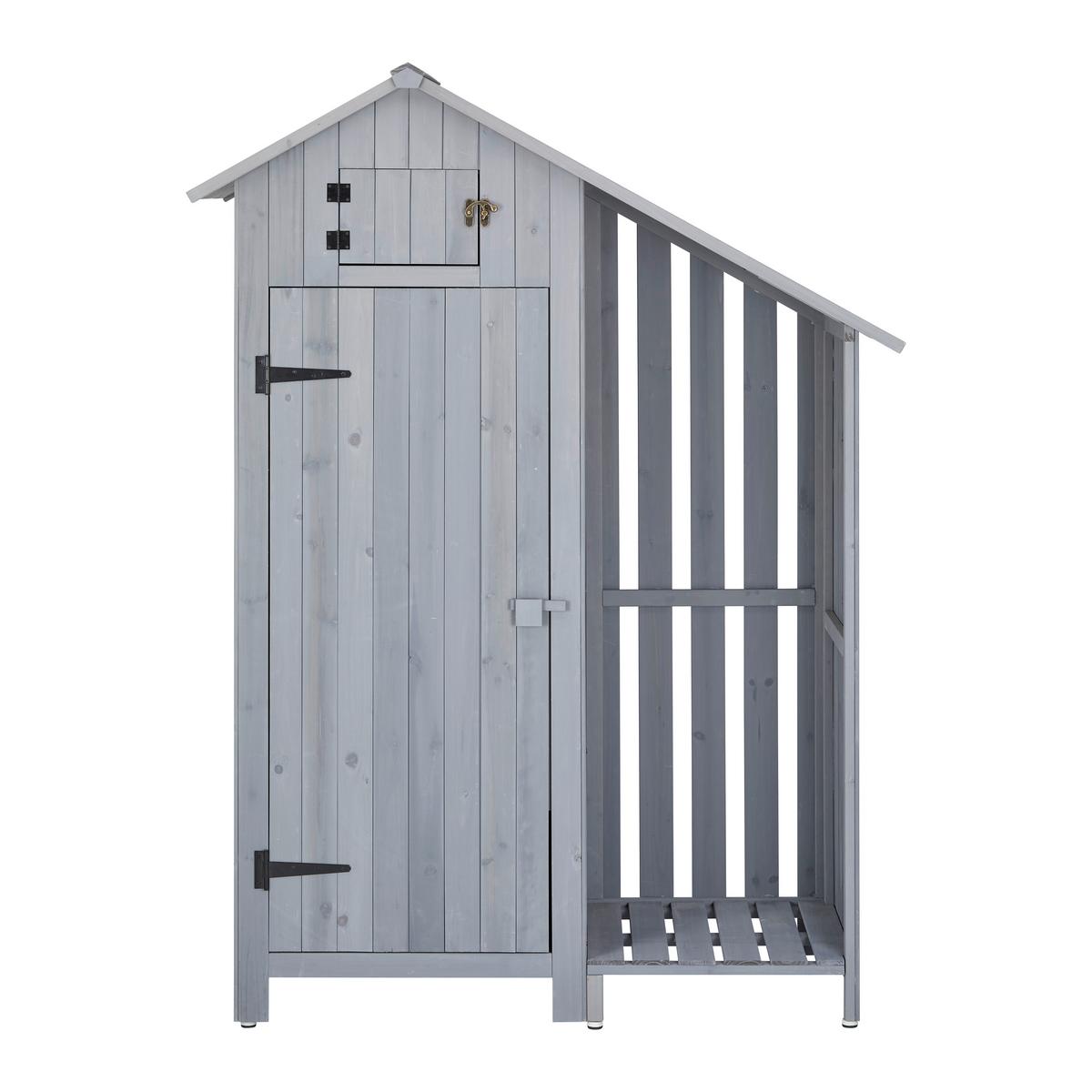 Drevený záhradný domček na náradie MARIANNA, sivý - sivá, Modern, drevo (131/180/54,3cm) - Bessagi Garden