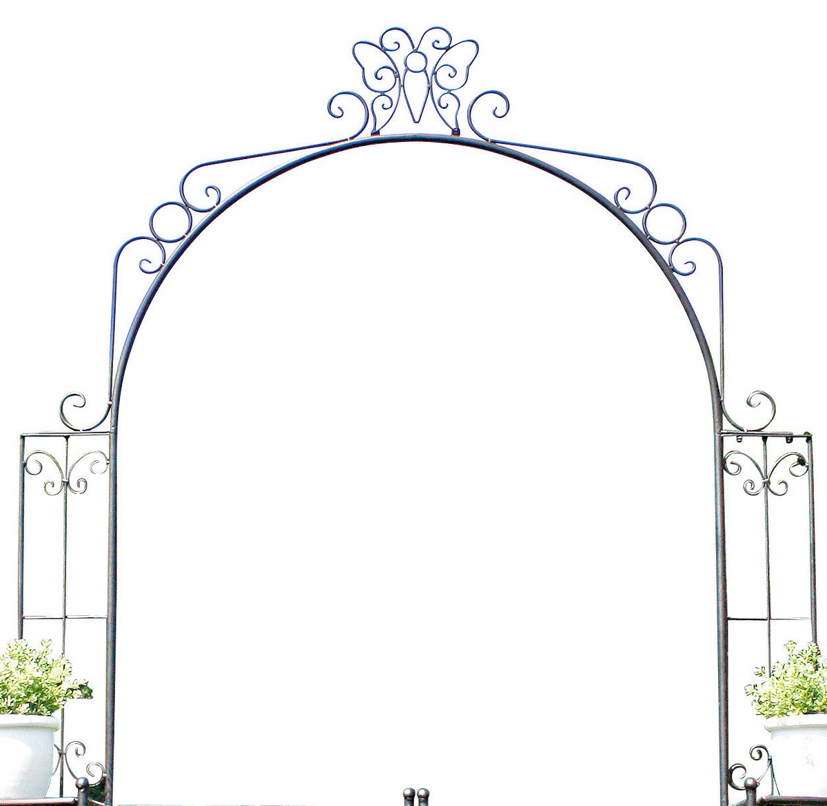 Rosenbogen mit Tür aus Stahl Laki BxH: ca. 156x233 cm - Schwarz, MODERN, Metall (156/233/29cm)