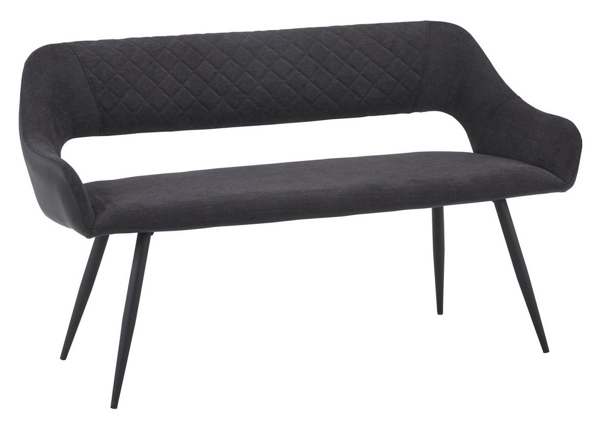 Sitzbank mit Lehne Gepolstert Anthrazit Porto B: 140 cm - Anthrazit/Schwarz, MODERN, Textil/Metall (140l) - MID.YOU