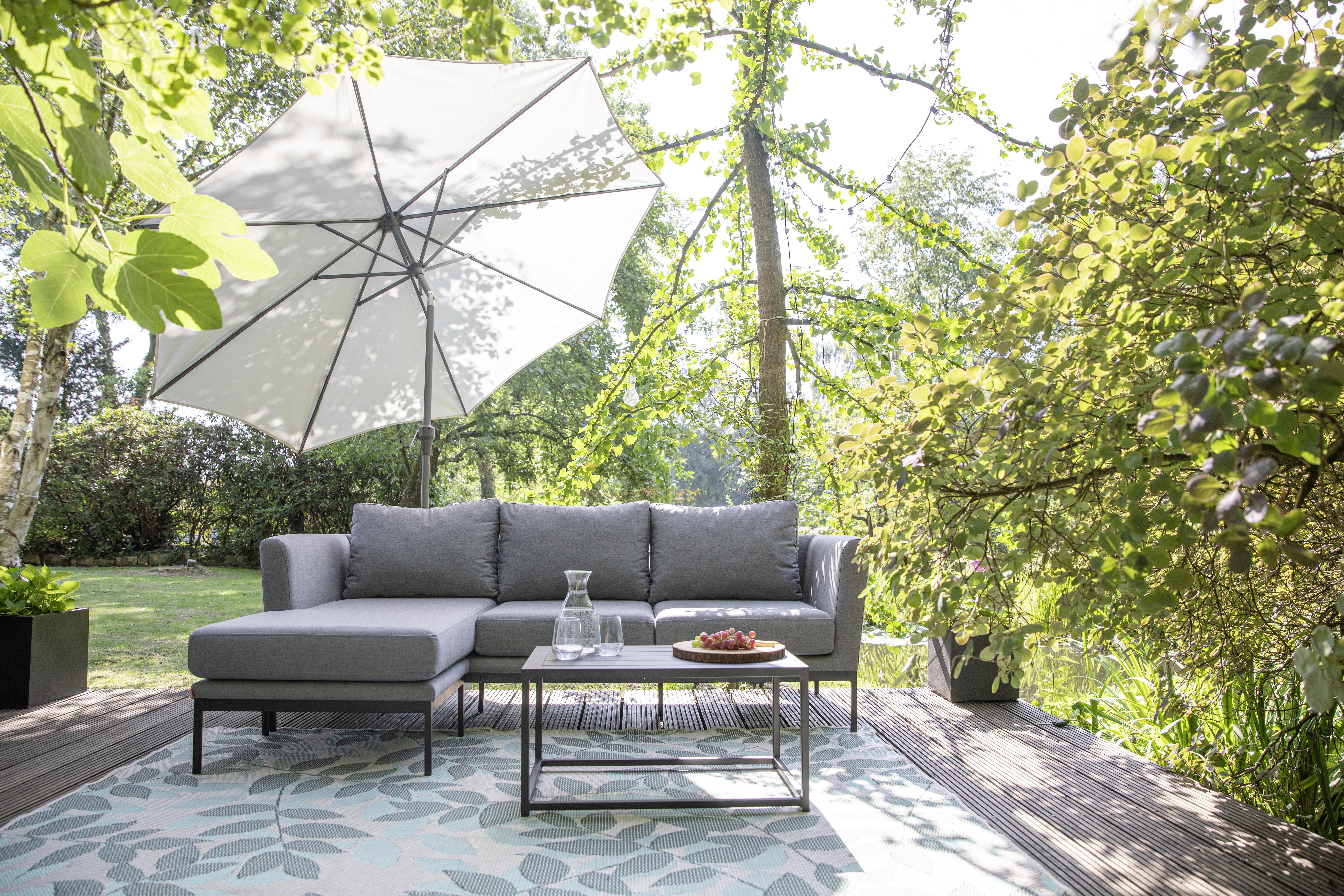 Sonnenschirm Ø 300 H: 238 cm Anthrazit/Grau - Anthrazit/Grau, KONVENTIONELL, Textil/Metall (300/300cm) - Siena Garden