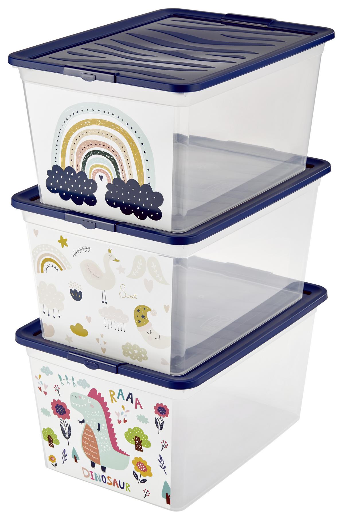 Aufbewahrungsbox Regenbogen mit Deckel 38,4x19,9x28,3 cm - Klar/Gelb, KONVENTIONELL, Kunststoff (38,4/19,9/28,3cm)
