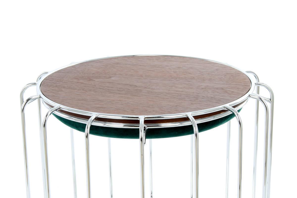 Beistelltisch/pouf 2 In 1 Comfortable Silber/dunkelgrün - Dunkelgrün/Silberfarben, Basics, Glas/Holzwerkstoff (50/50/45cm) - Kayoom