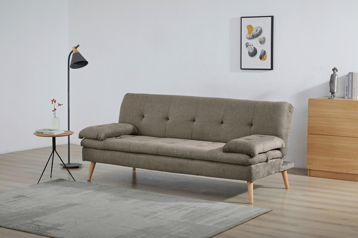 Schlafsofa Armano Braun B: 190 cm - Braun/Naturfarben, Basics, Holz/Textil (190/83/87cm) - P & B