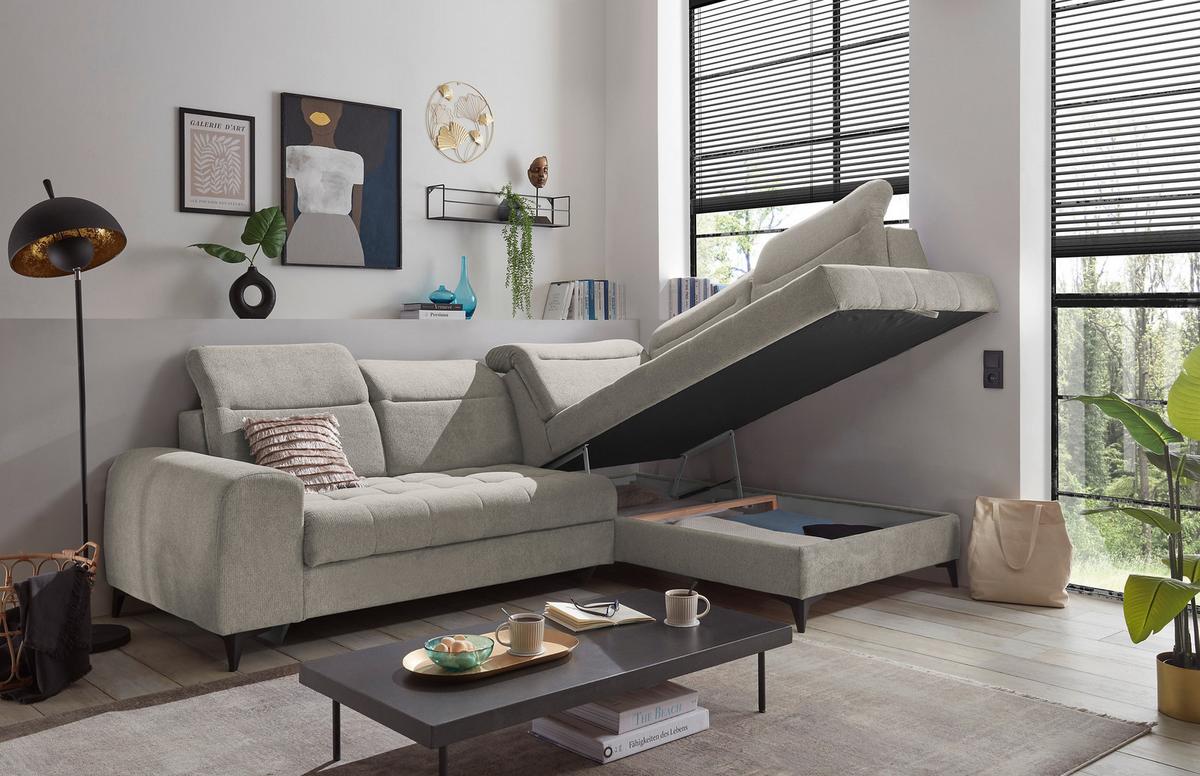 Ecksofa Rockdale Grau S: 282x200 Cm - Schwarz/Grau, KONVENTIONELL, Textil (282/200cm) - MID.YOU