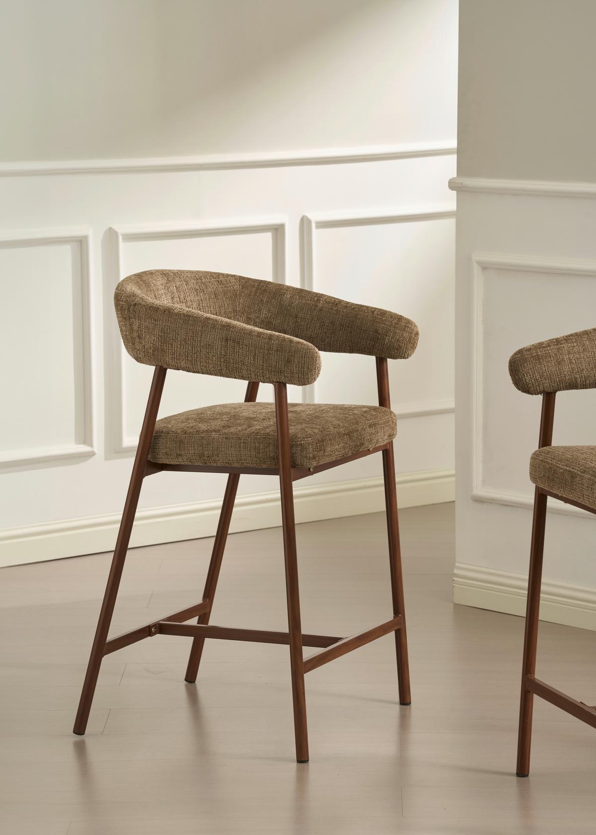 Barhocker Flora Braun/Walnussfarben B: 53 cm - Walnussfarben/Braun, MODERN, Holz/Textil (53/93/55cm) - Livetastic