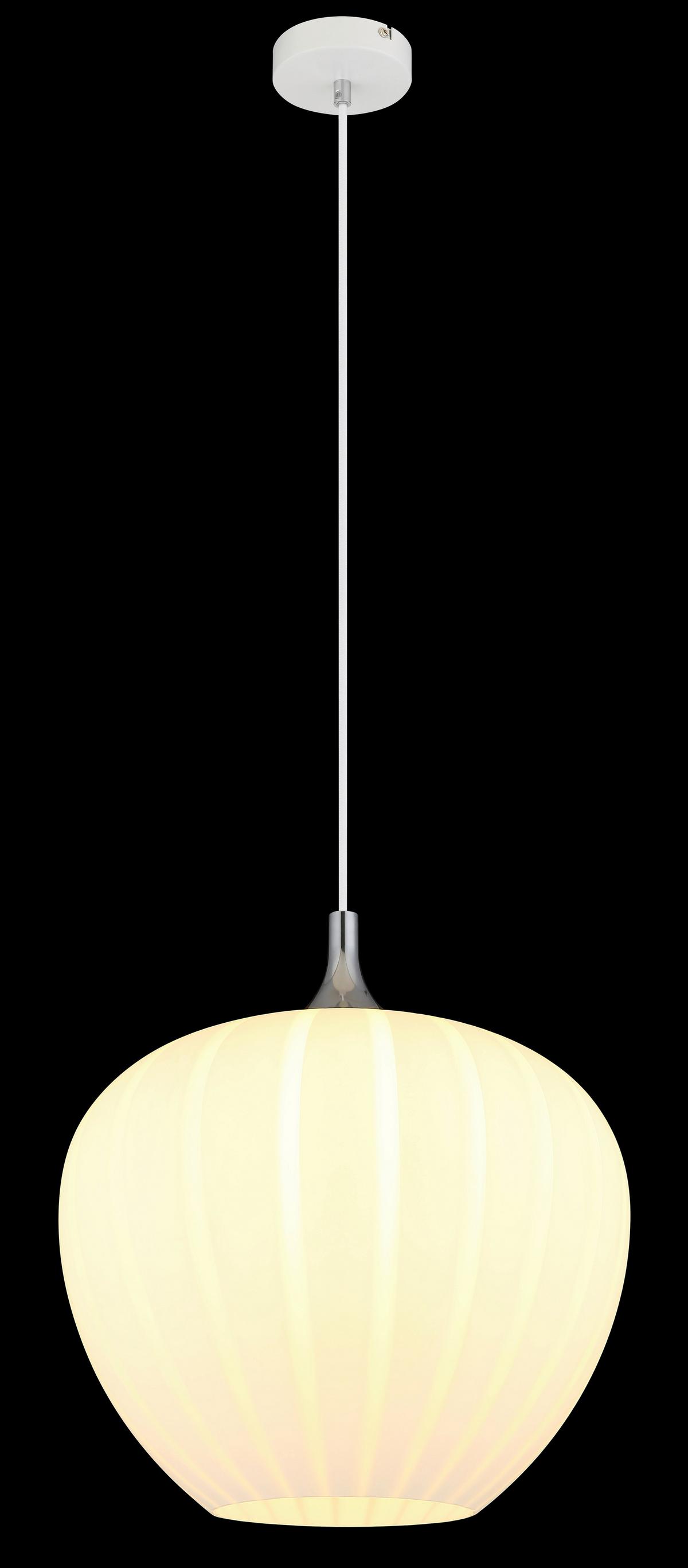 Hängeleuchte 15548h2w - Chromfarben/Weiß, KONVENTIONELL, Glas/Metall (40/120cm) - Globo