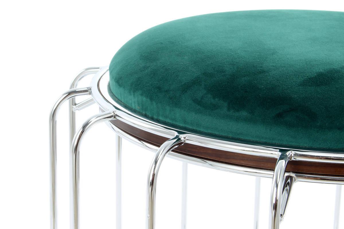 Beistelltisch/pouf 2 In 1 Comfortable Silber/dunkelgrün - Dunkelgrün/Silberfarben, Basics, Glas/Holzwerkstoff (50/50/45cm) - Kayoom