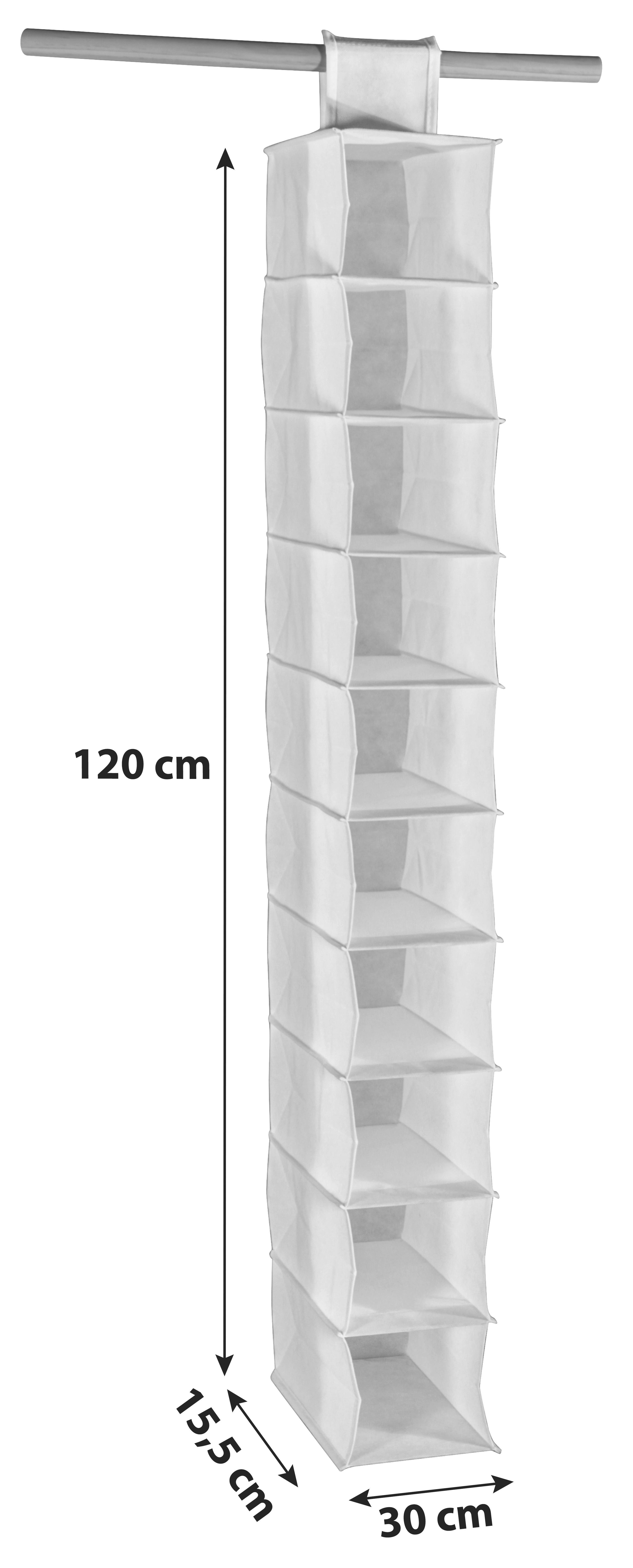 Hängeaufbewahrung Cliff 1 B: 15,5cm Stoff Weiß 10 Fächer - Weiß, MODERN, Textil (15,5cm)