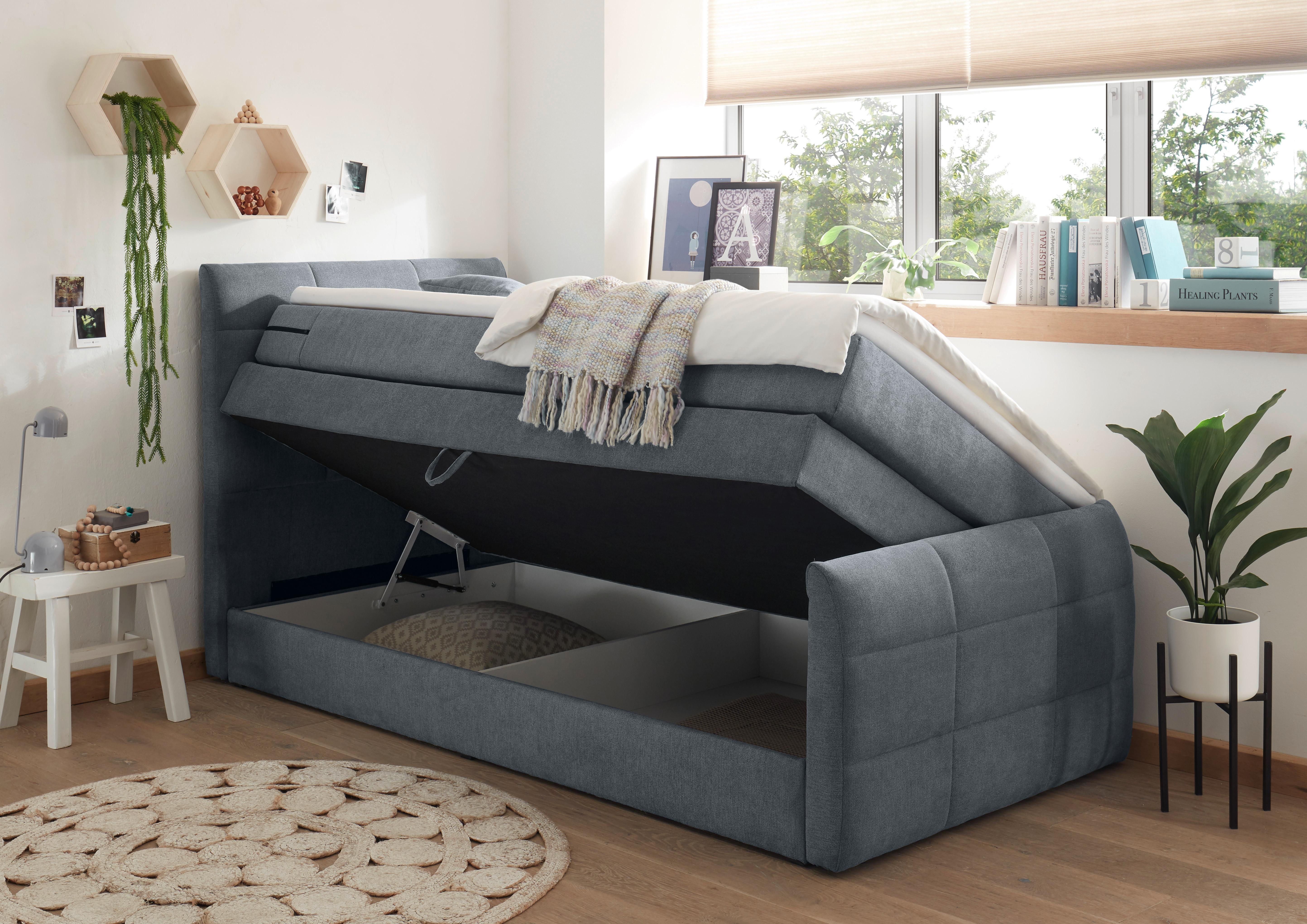 Boxspring Postel Kuba 100x200 Cm Antracit - černá/antracitová, Basics, kompozitní dřevo/textil (100/200cm) - MID.YOU