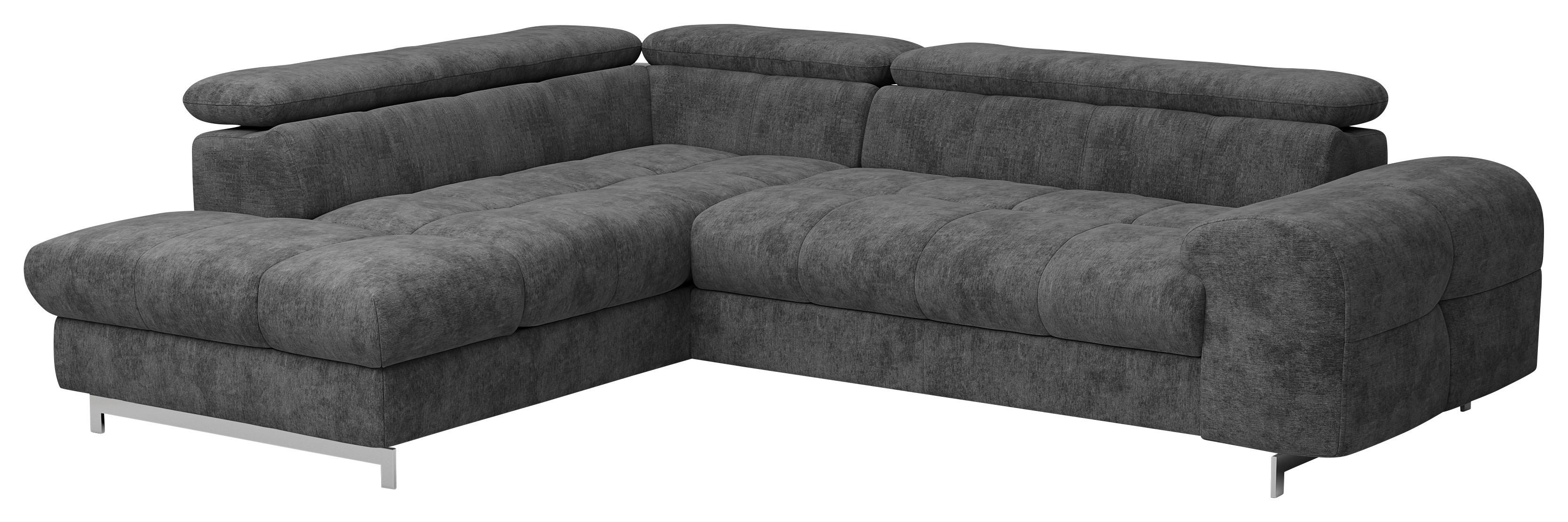 Ecksofa Mit Schlaffunktion Cloud + Dunkelgrau - Chromfarben/Dunkelgrau, KONVENTIONELL, Textil (206/257cm) - Livetastic