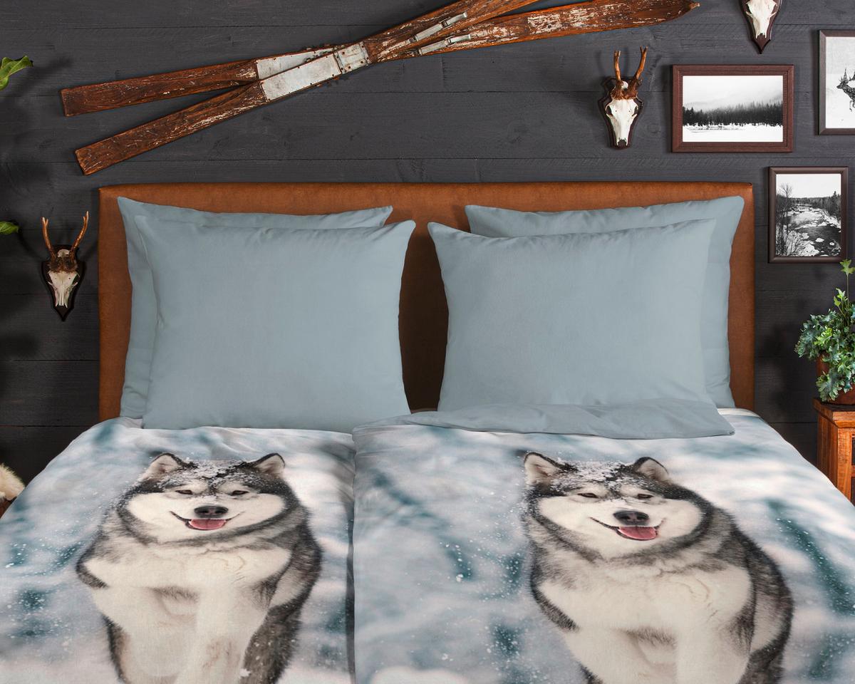 Kinderbettwäsche Husky Grau 140x200 Cm - Grau, Textil (140/200cm)