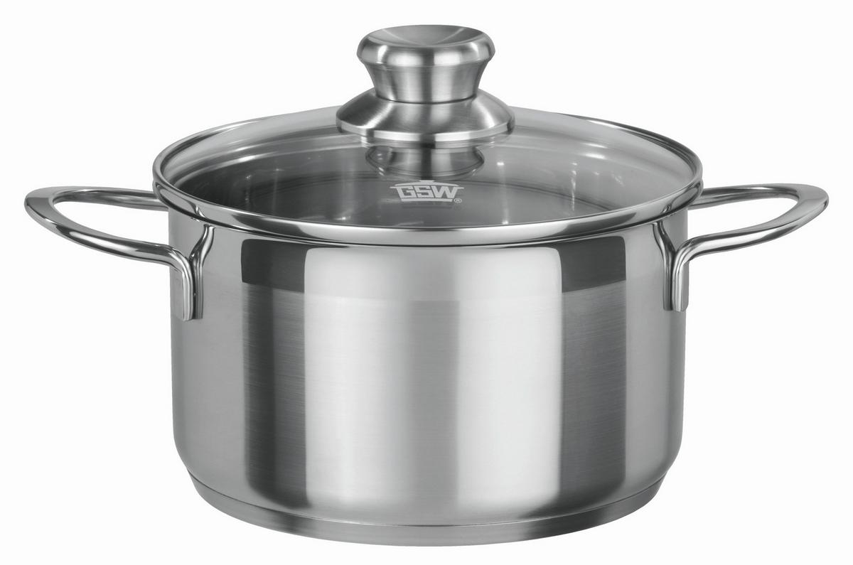 Kochtopfset Edelstahlfarben - Klar/Edelstahlfarben, Basics, Glas/Metall - GSW