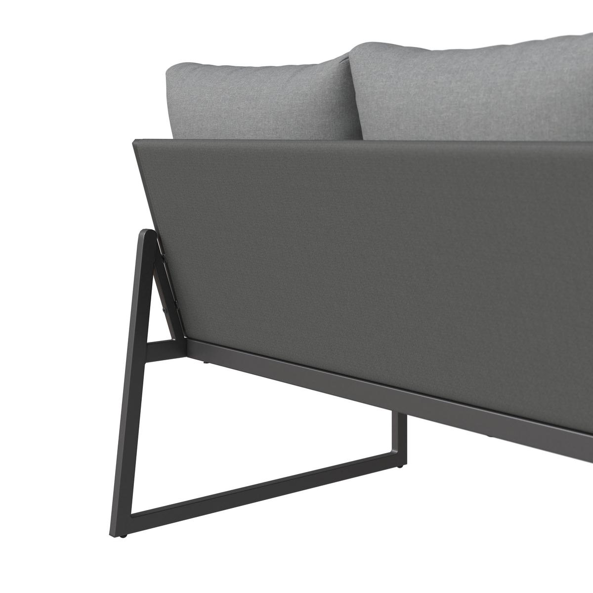 Loungegarnitur Kaunas - Dunkelgrau/Anthrazit, MODERN, Glas/Textil (183/241cm) - Beldano