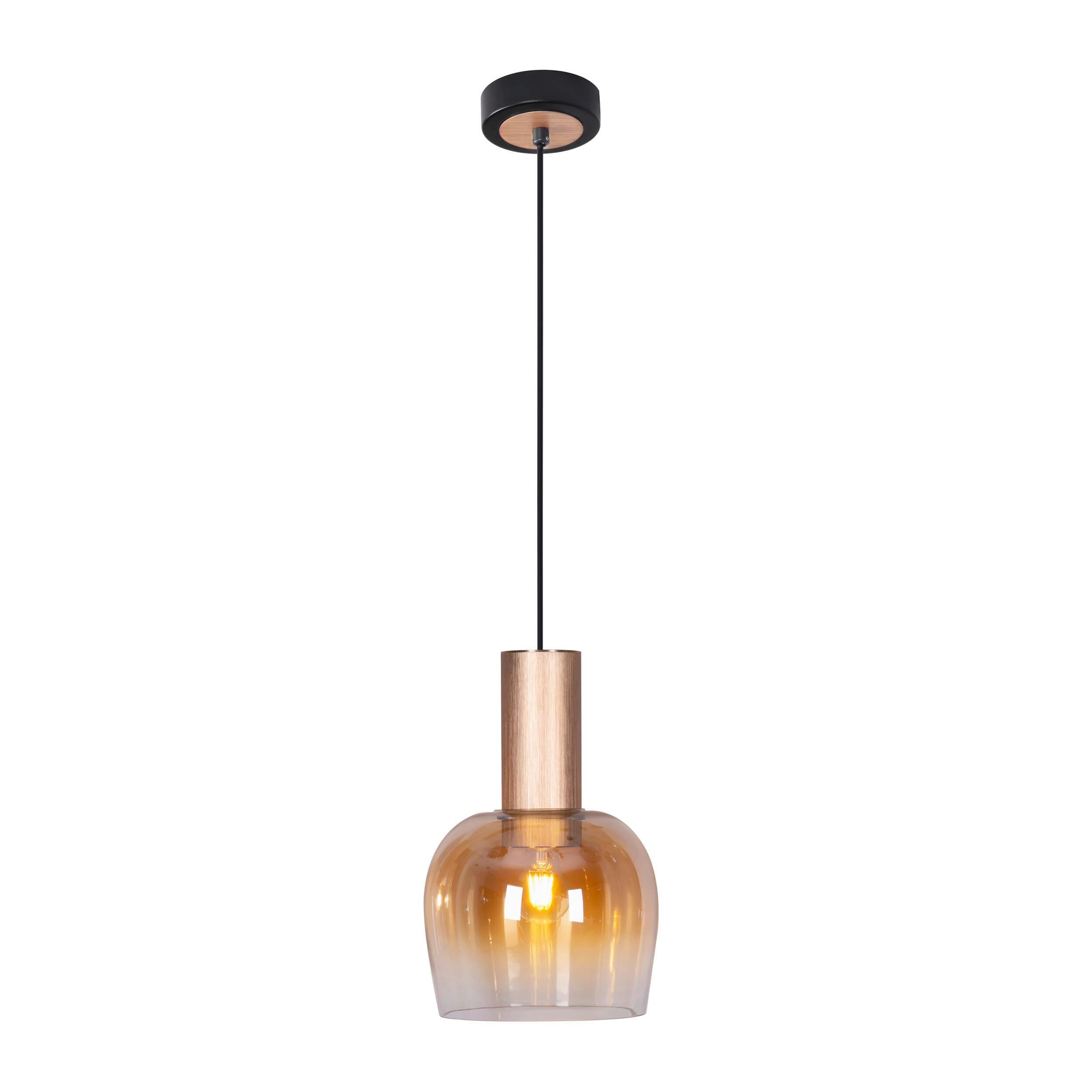 Pendelleuchte 6145545 1er - Bernsteinfarben/Schwarz, Design, Glas/Metall (23,3/150cm) - Näve