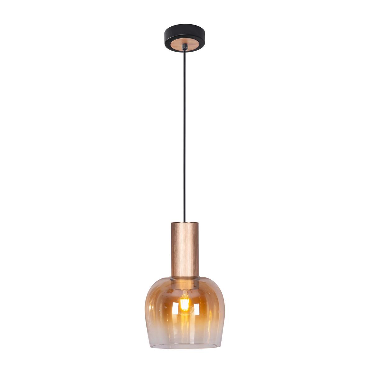 Pendelleuchte 6145545 1er - Bernsteinfarben/Schwarz, Design, Glas/Metall (23,3/150cm) - Näve