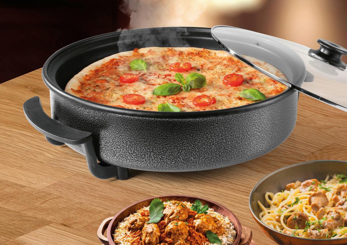 Party-pfanne Elektrisch 12316 Party-Pfanne Elektrisch - Schwarz, Basics, Glas/Kunststoff (41/45/17,5cm)