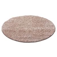 Hochflor Teppich Braun/Beige Life Rund Ø 160 cm - Beige/Braun, Trend, Textil (160cm) - Novel
