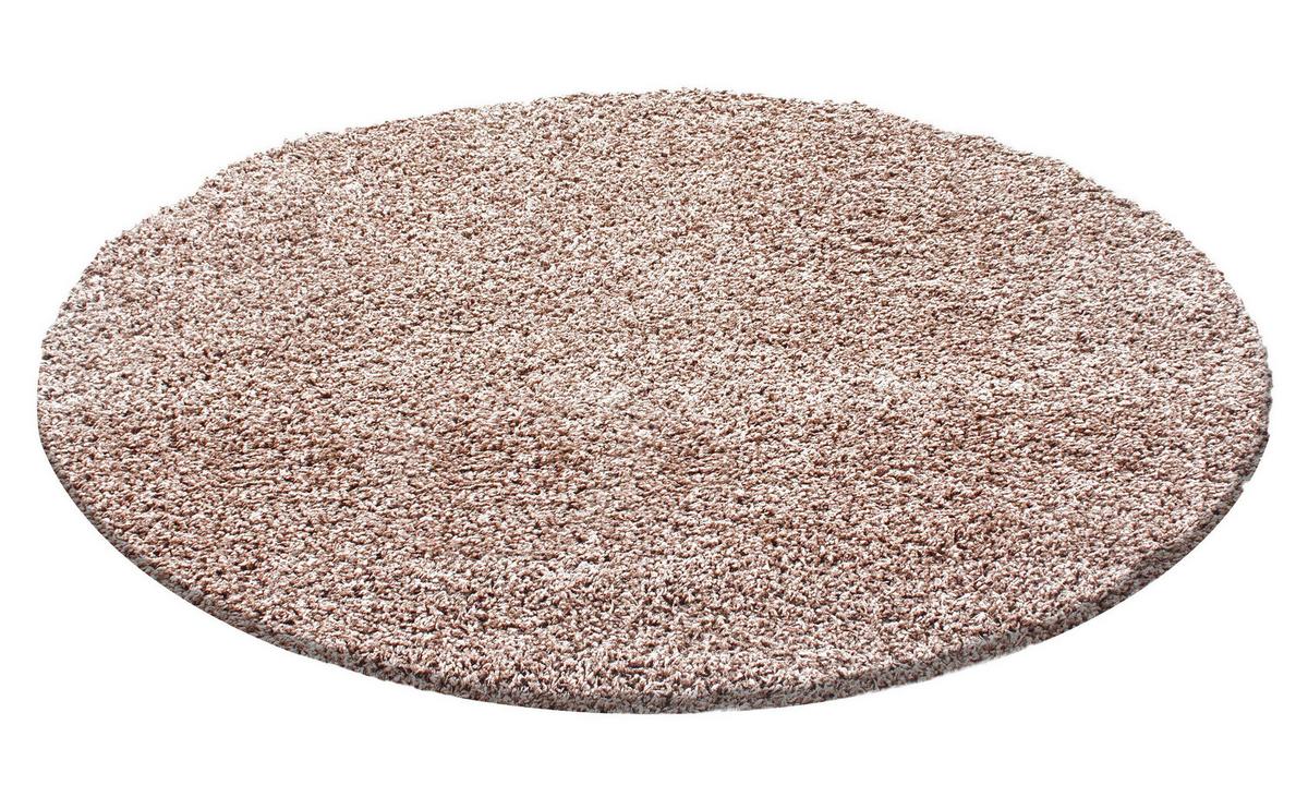 Hochflor Teppich Braun/Beige Life Rund Ø 160 cm - Beige/Braun, Trend, Textil (160cm) - Novel
