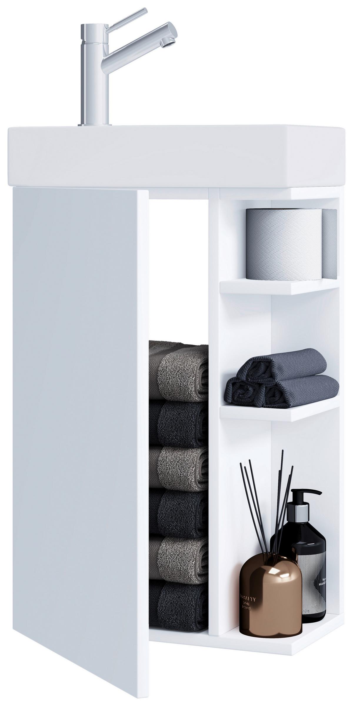Waschtischkombi Lumia - Weiß, MODERN, Keramik/Holzwerkstoff (40cm) - MID.YOU