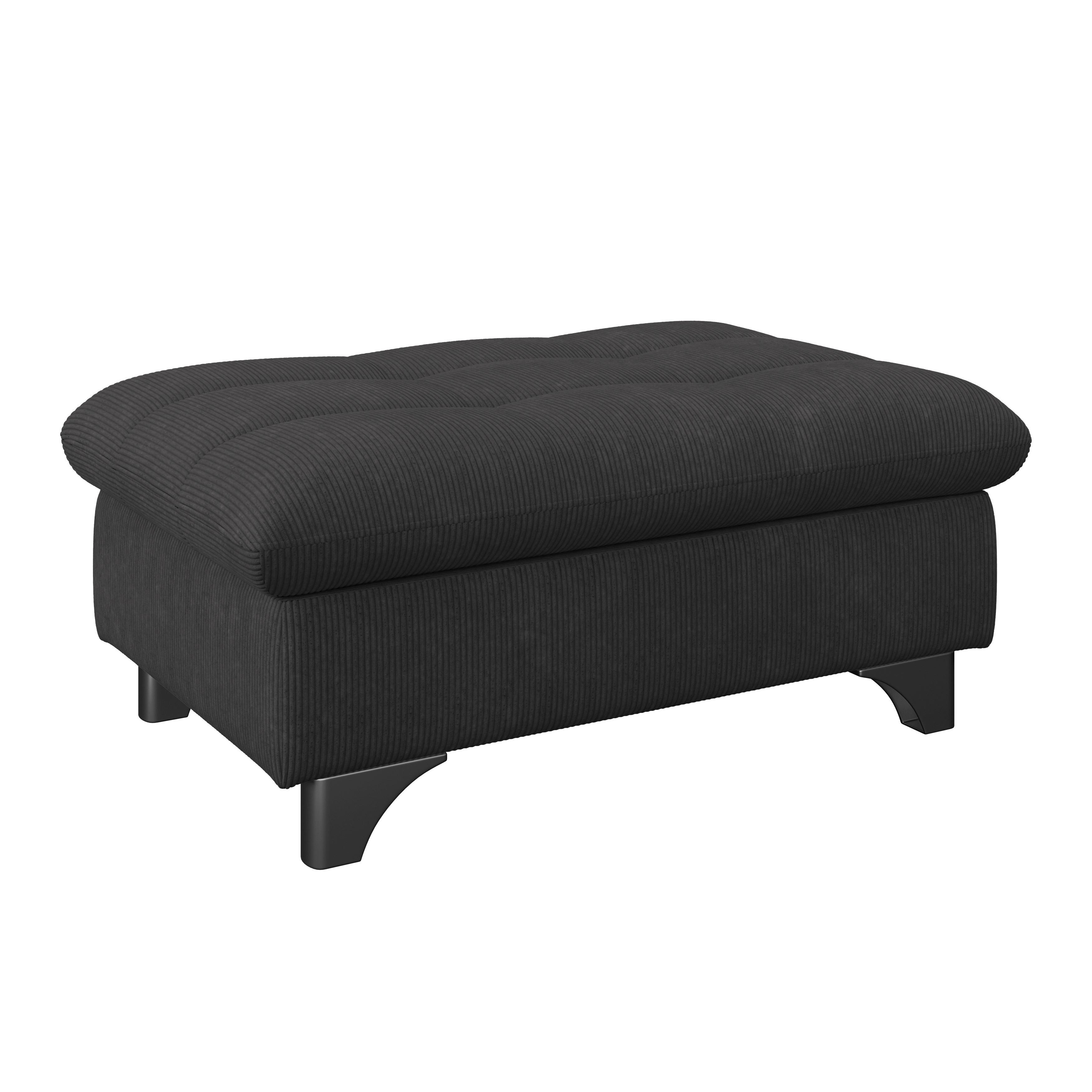 Hocker Gemini Schwarz, B: 108cm - Chromfarben/Schwarz, KONVENTIONELL, Textil (108/46/108cm)