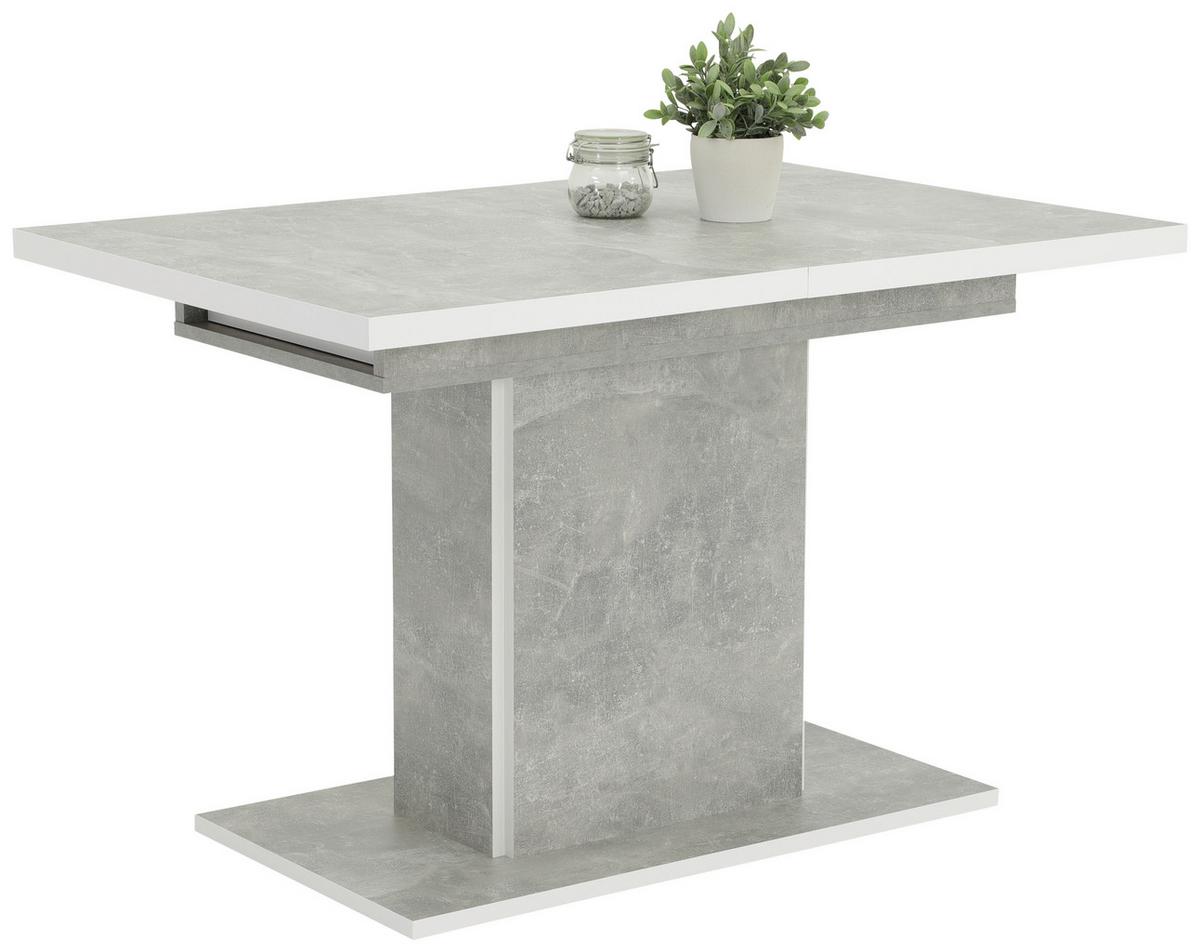 Esstisch Ausziehbar Alice Lxb: 120-160x80 Cm Betonoptik/weiß - Hellgrau, MODERN, Holzwerkstoff (120/80/76cm) - MID.YOU
