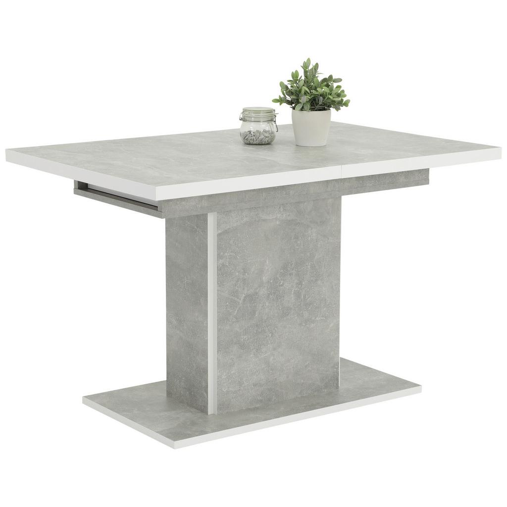 Esstisch ausziehbar Alice LxB: 120-160x80 cm Betonoptik/Weiß