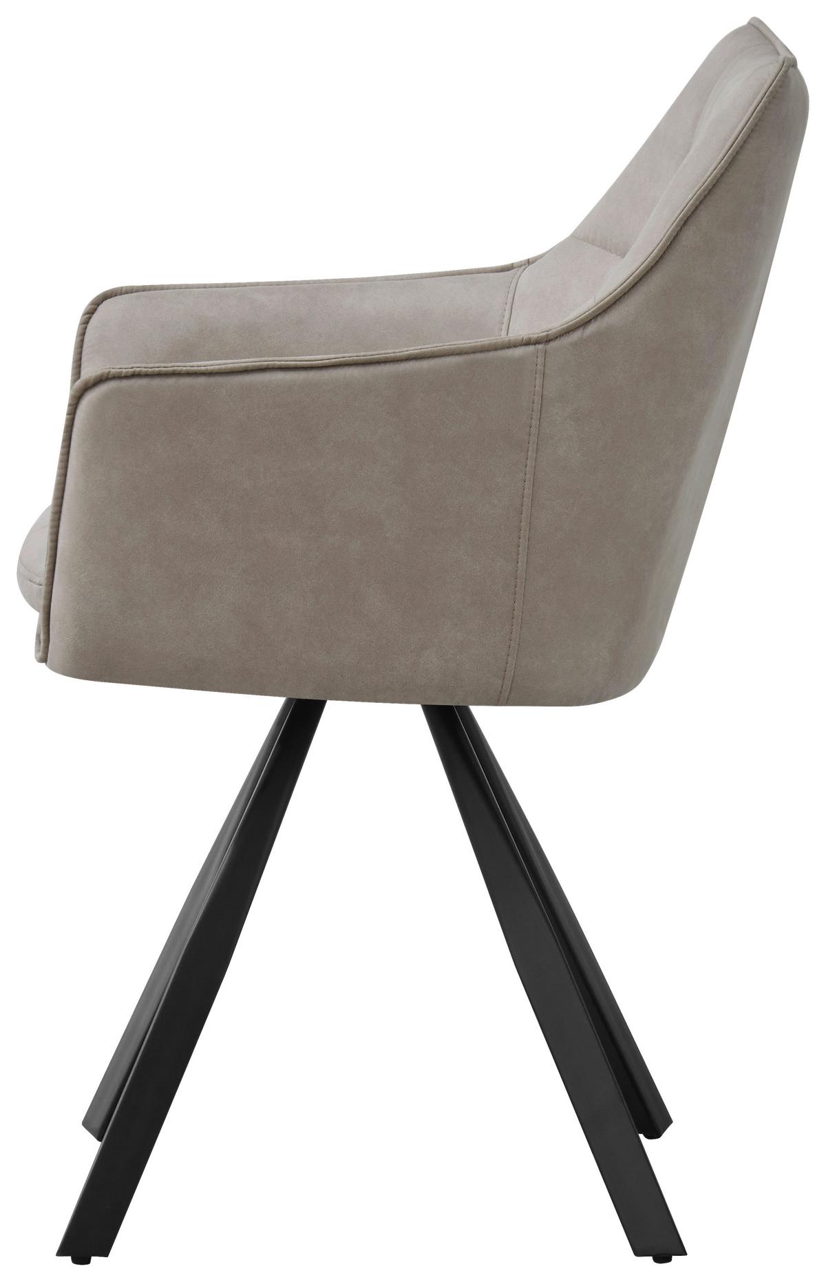 Armlehnstuhl Luna drehbar hellgrau, B: 57cm - Hellgrau/Schwarz, MODERN, Holz/Textil (57/90/62cm)