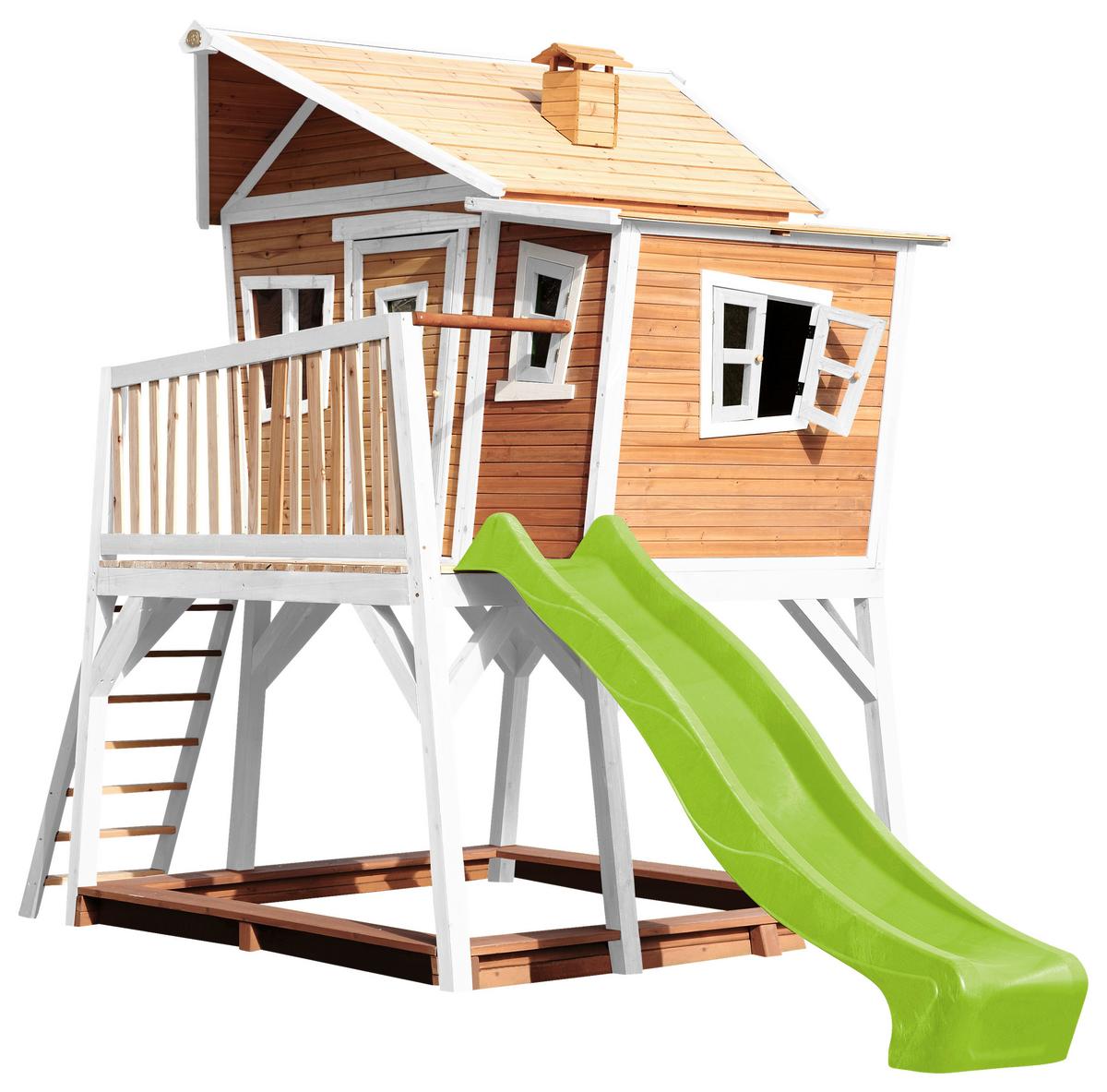Spielturm A030.150.11 - Hellgrün/Braun, KONVENTIONELL, Holz (432/288/193cm) - Ambia Garden