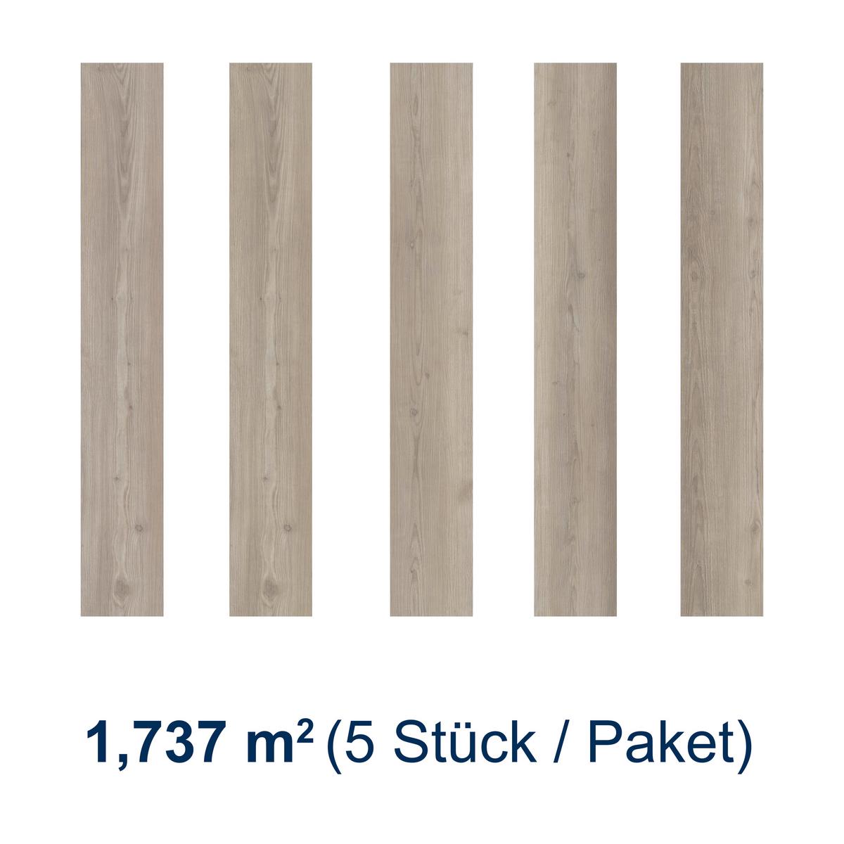 Designboden Eichefarben /greige Lhd. Stärke 6,5mm - Greige/Eichefarben, Basics, Kunststoff (152.4/22.8/0,65cm)