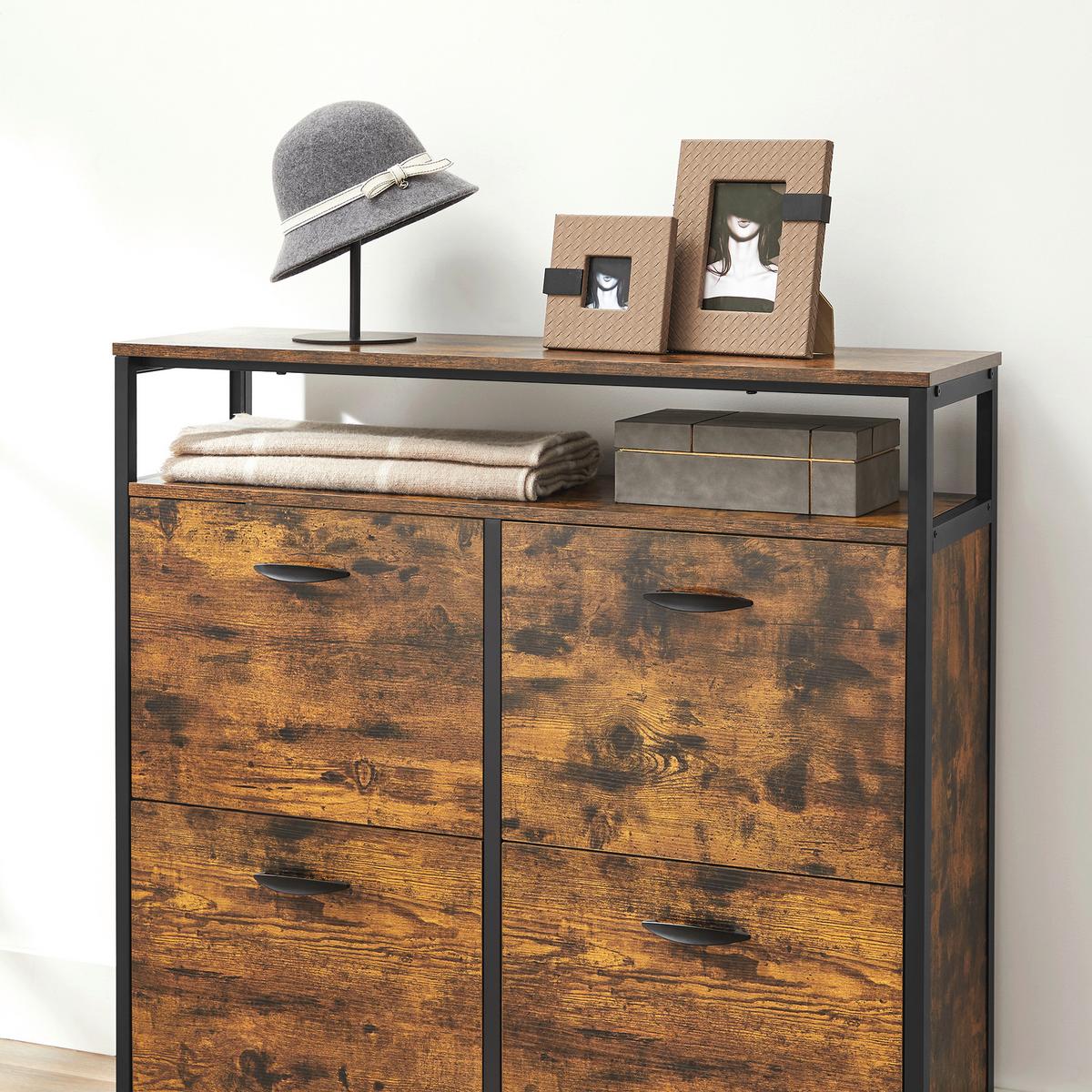 Schuhkipper Schwarz, Dunkelbraun B: 98,3cm - Dunkelbraun/Schwarz, Trend, Holzwerkstoff/Metall (98,3/96,5/30cm) - MID.YOU