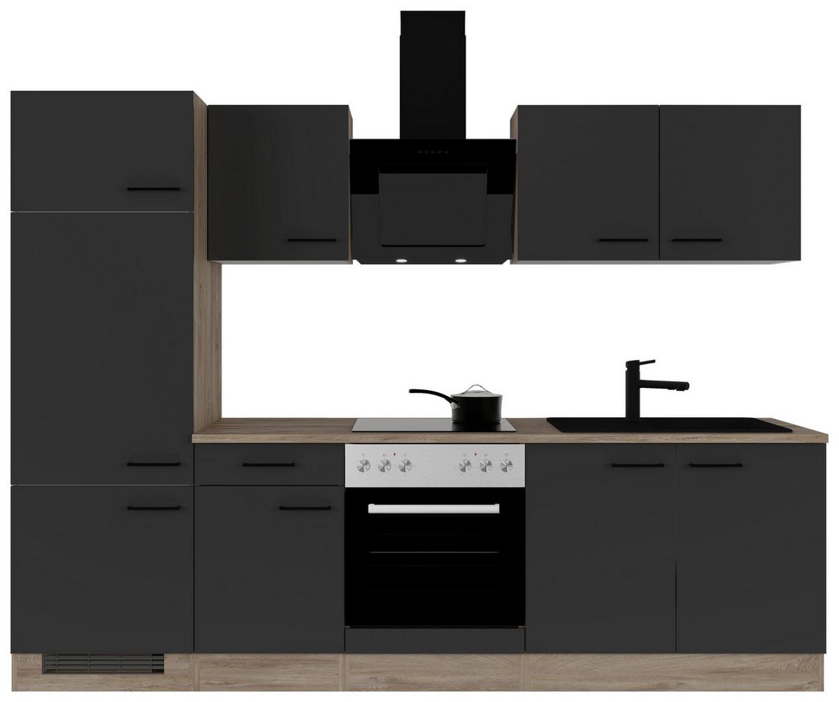 Küchenblock Capri Eiche/Schwarz B: 270 cm - Eichefarben/Schwarz, Basics, Holzwerkstoff (270cm) - FlexWell