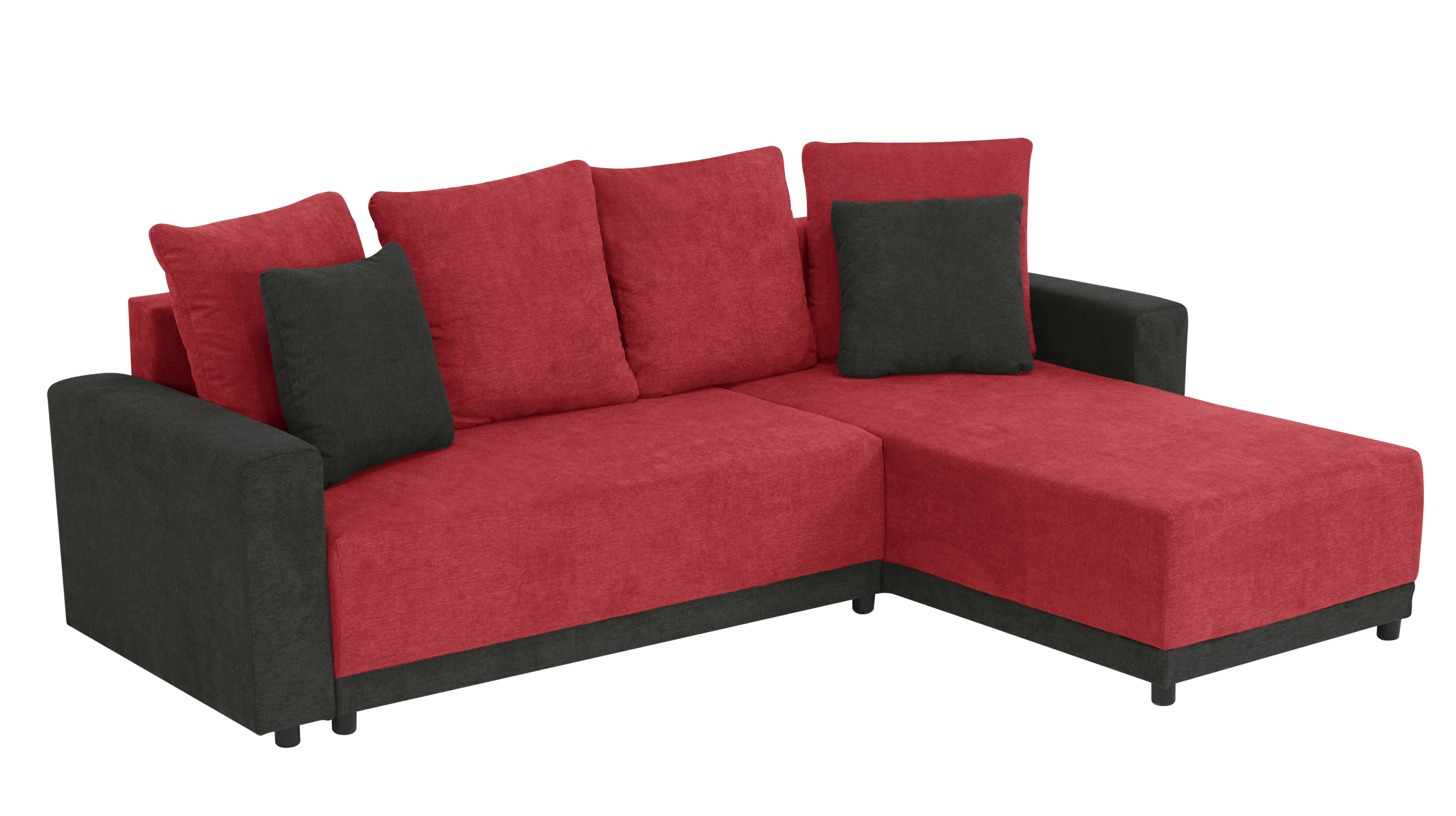 Ecksofa Time Anthrazit, Rot S: 178x248 Cm - Anthrazit/Rot, Design, Textil (178/248cm) - MID.YOU