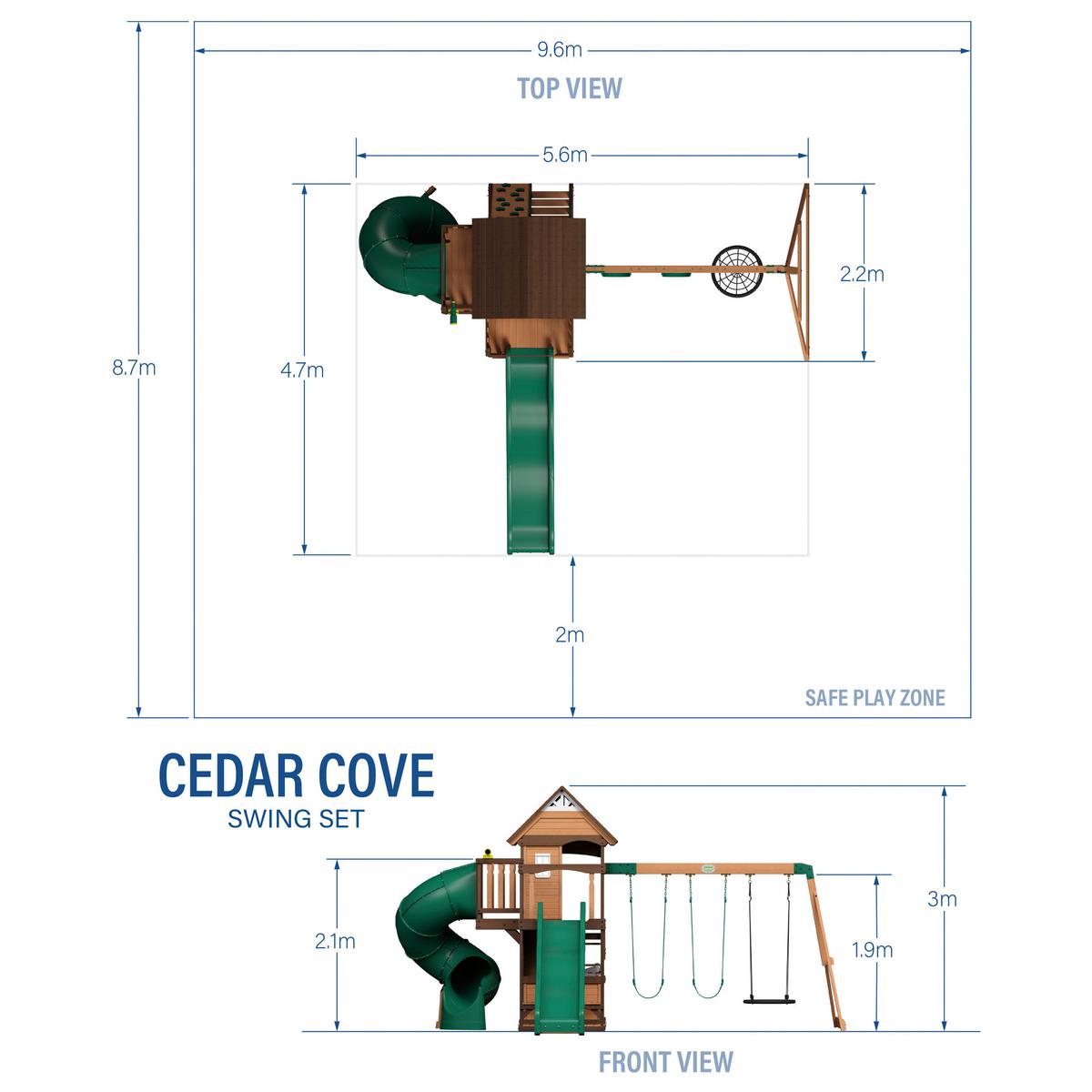 Spielturm Cedar Cove Braun/grün B: 470 Cm - Braun/Grün, KONVENTIONELL, Holz (470/300/560cm) - Ambia Garden