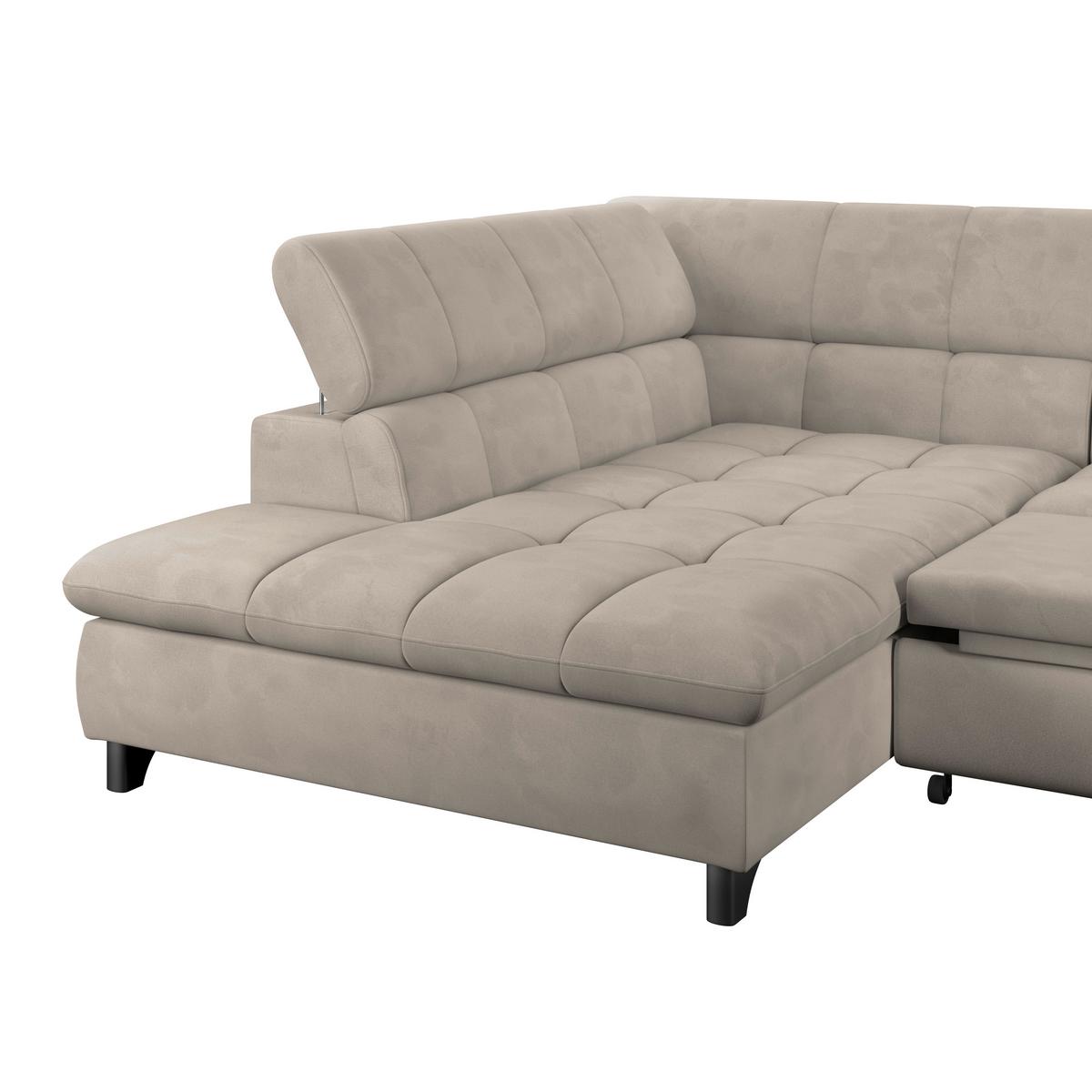 Ecksofa Gemini Naturfarben, B: 234cm - Chromfarben/Naturfarben, KONVENTIONELL, Textil (234/312cm)