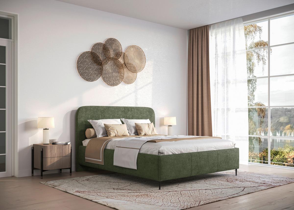 Polsterbett Bendi - Dunkelgrün/Schwarz, MODERN, Holz/Holzwerkstoff (140/200cm) - MID.YOU