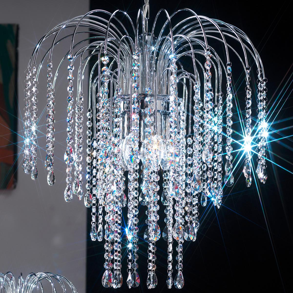 Kristall-Hängeleuchte 4698/G - Chromfarben, KONVENTIONELL, Glas/Metall (50/110cm)