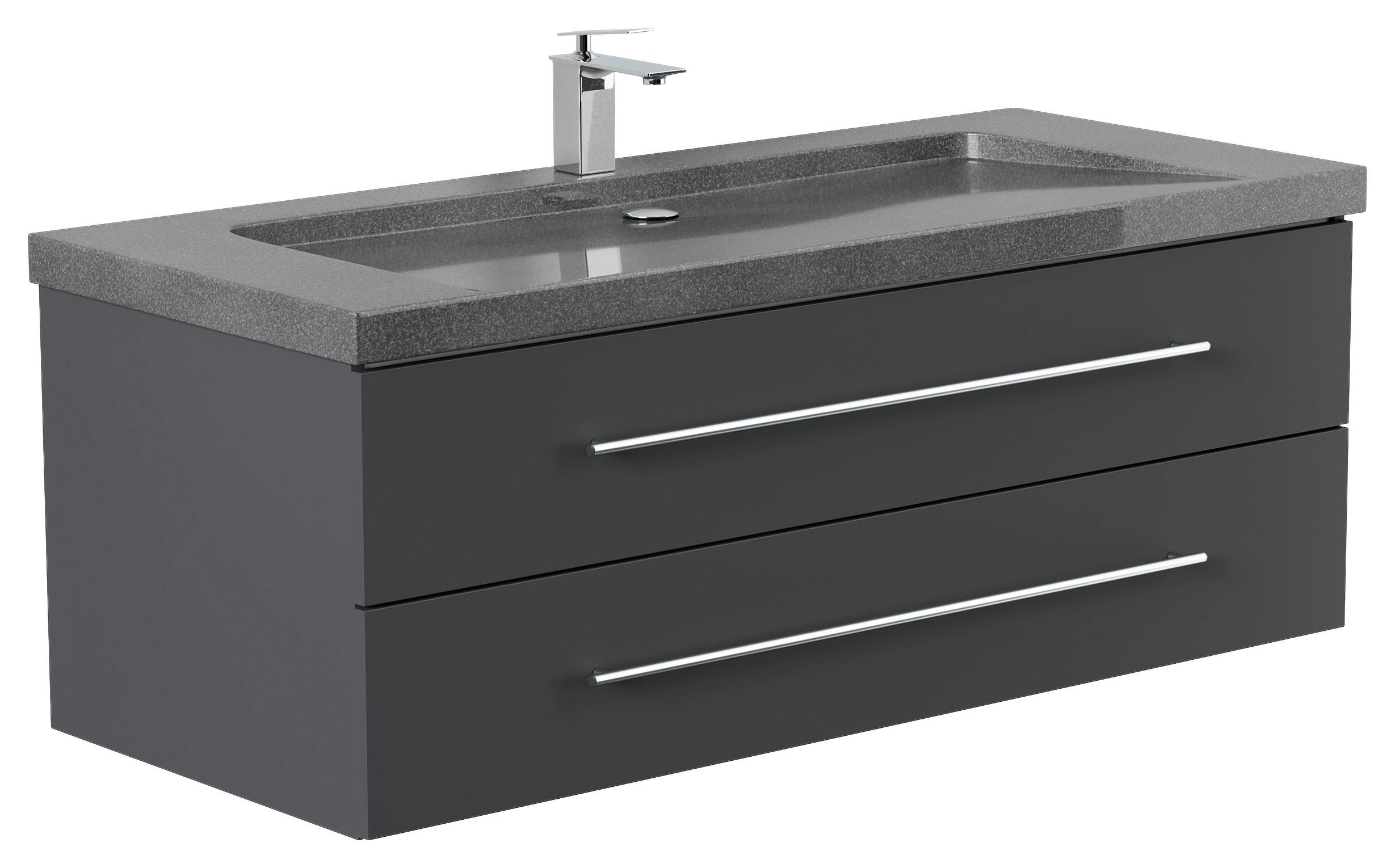 WASCHTISCHKOMBI Yamo, Graphitfarben B: 130cm - Graphitfarben, Basics, Holzwerkstoff/Stein (130cm) - MID.YOU